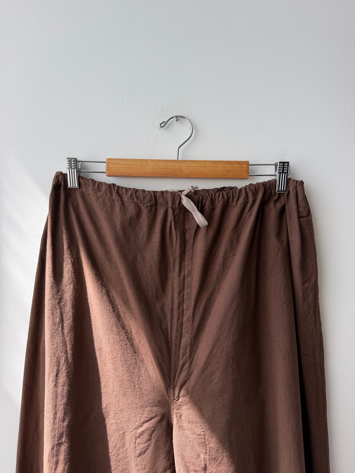 Vintage Cotton Drawstring Brown Military Pants Reworked