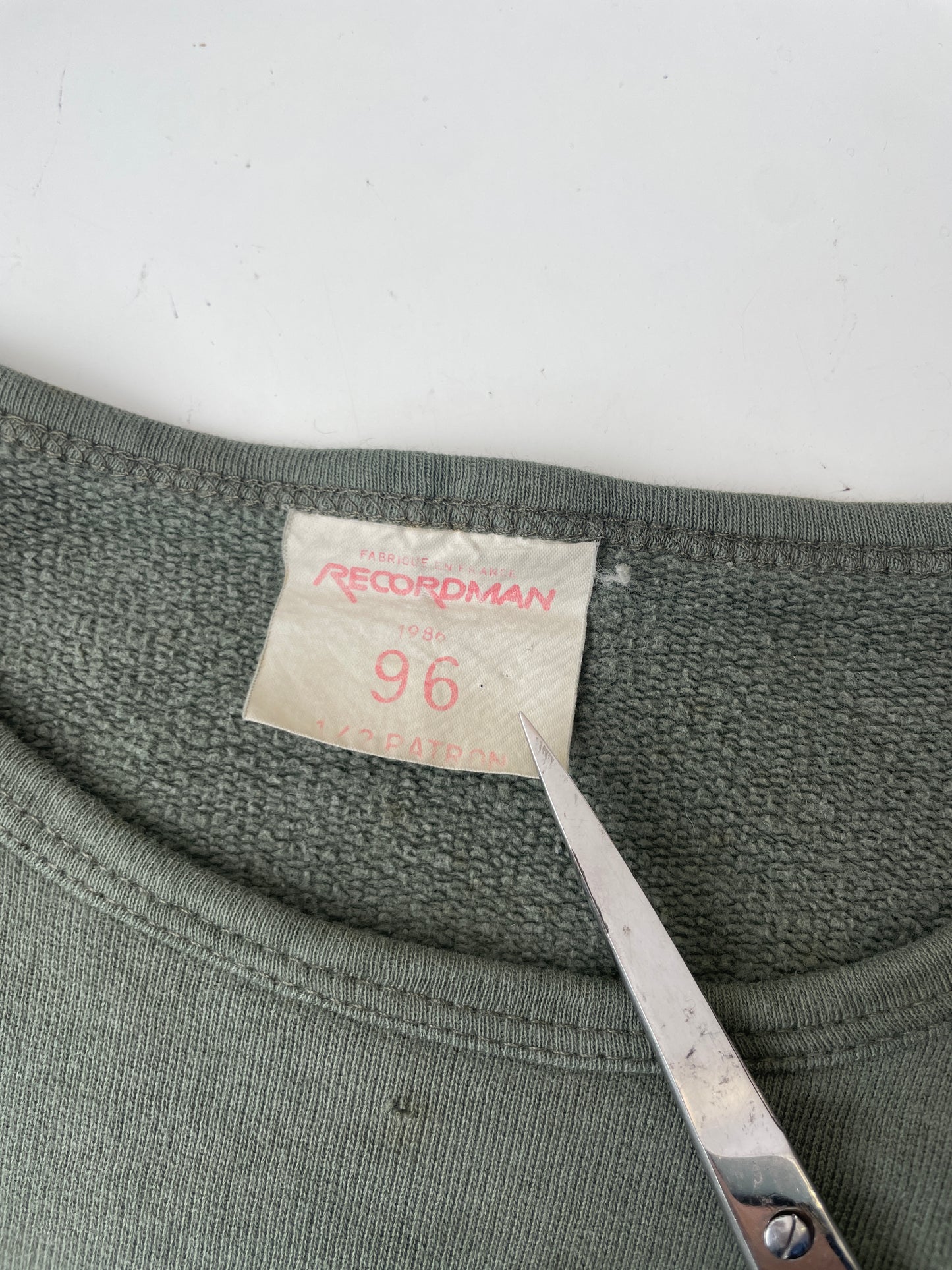 Vintage 70s French Sweatshirt Army Grey