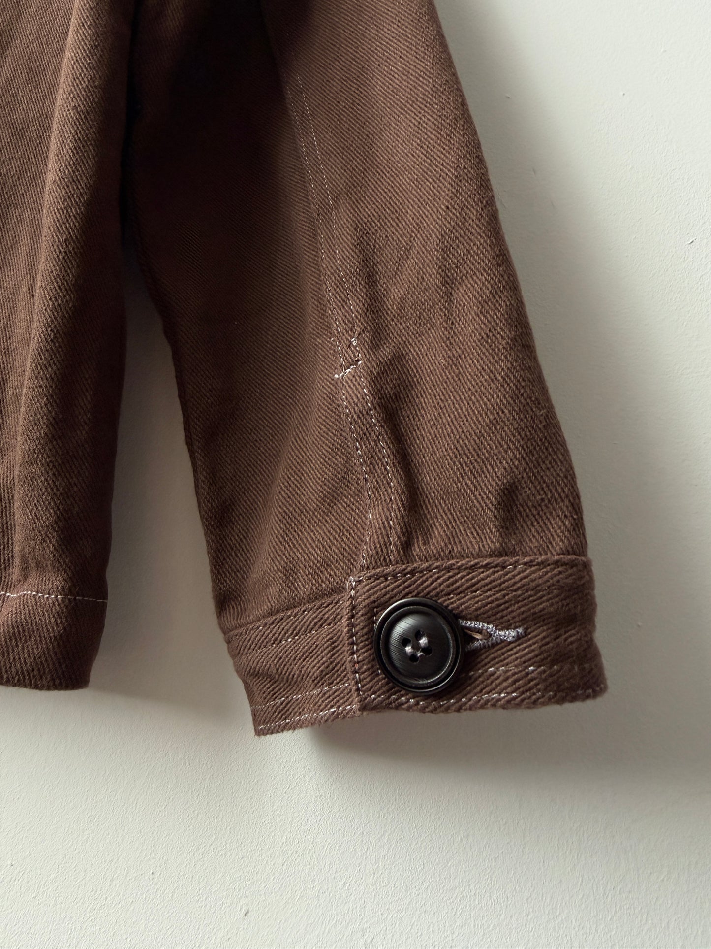 Brown French Chore Jacket 60s Style Cotton Twill Reworked