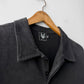 Faded Wash Polo Sweatshirt Cotton Charcoal Black