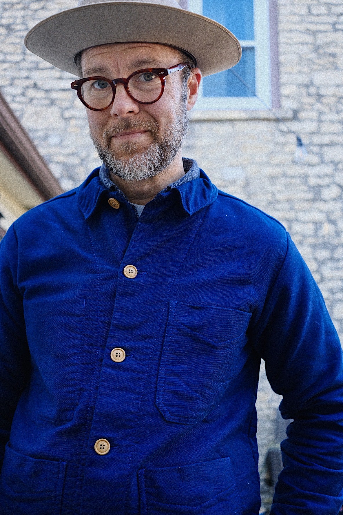 50s Moleskin French Chore Jacket Navy Blue