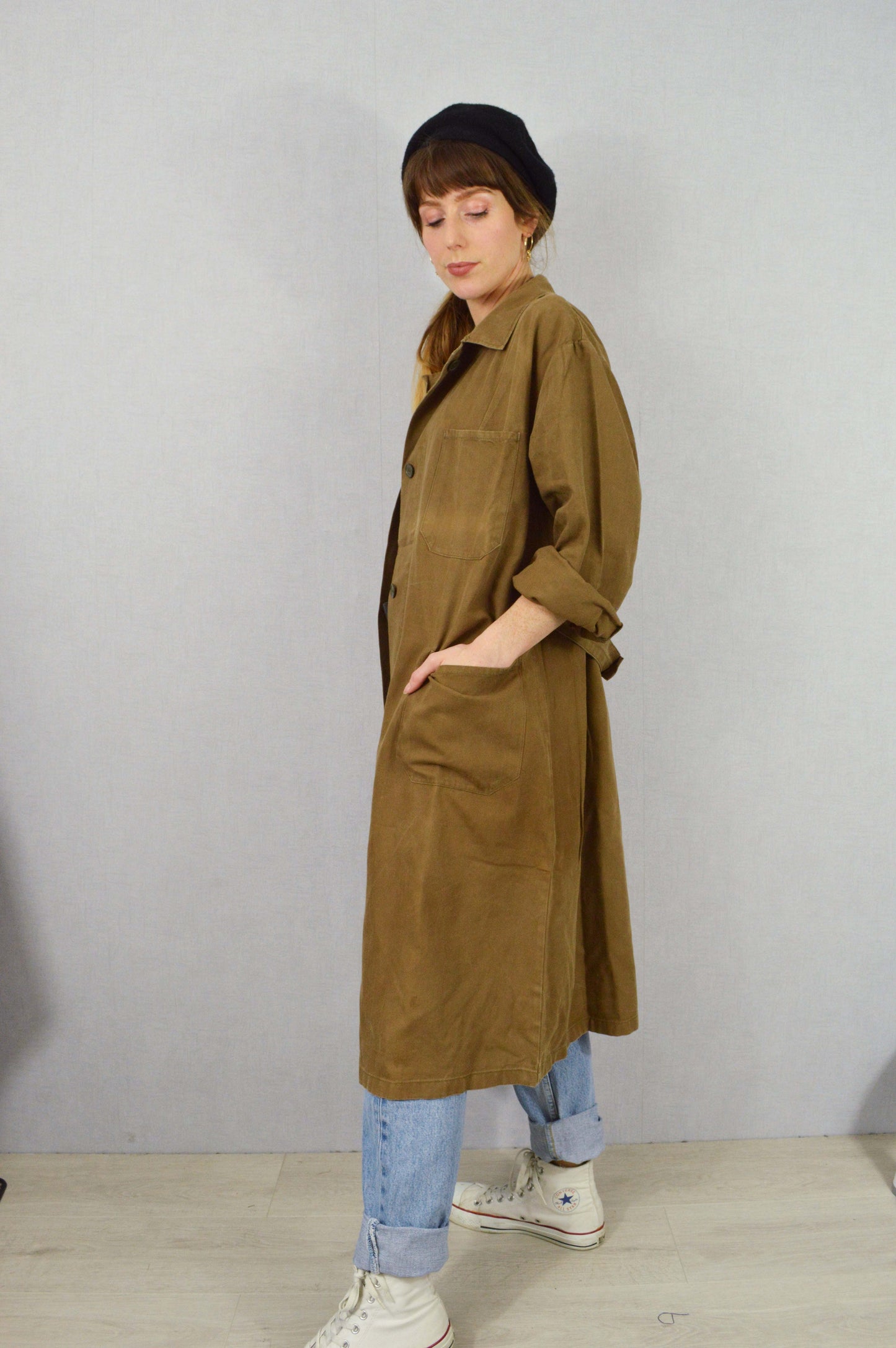 Vintage Duster Work Jacket Olive Brown