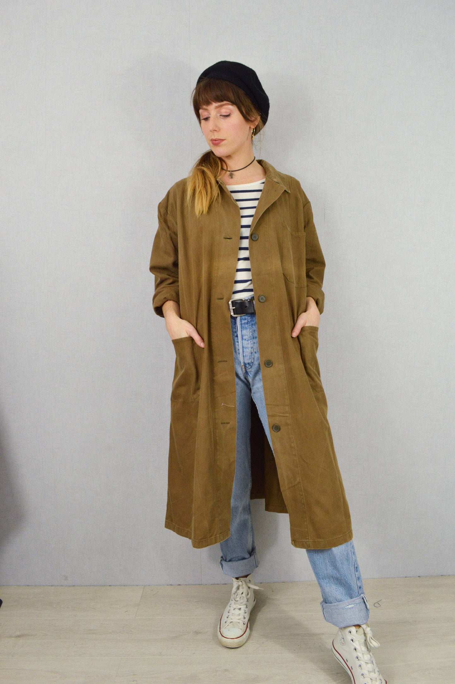 Vintage Duster Work Jacket Olive Brown