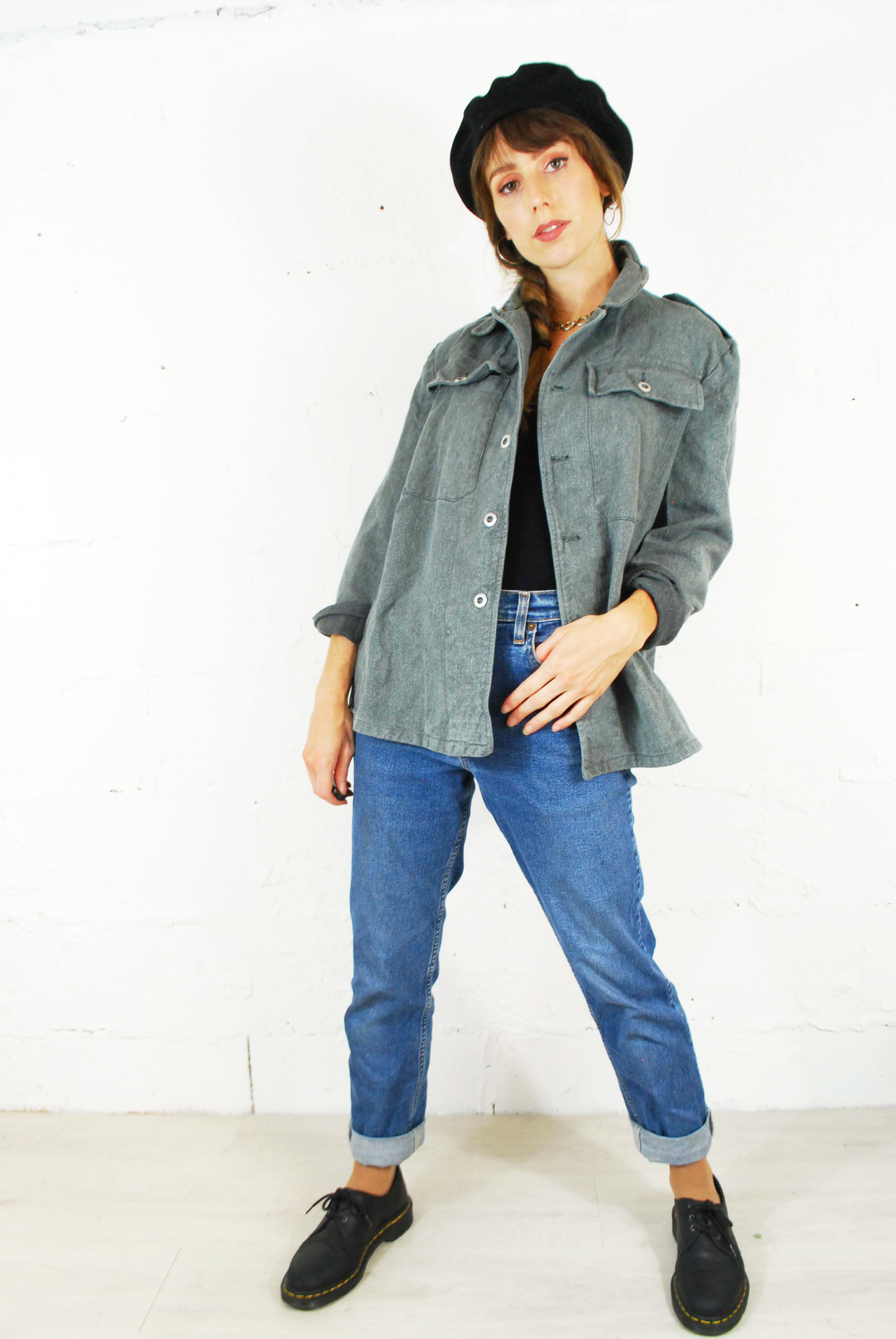 Vintage Salt & Pepper Thick Denim Jacket