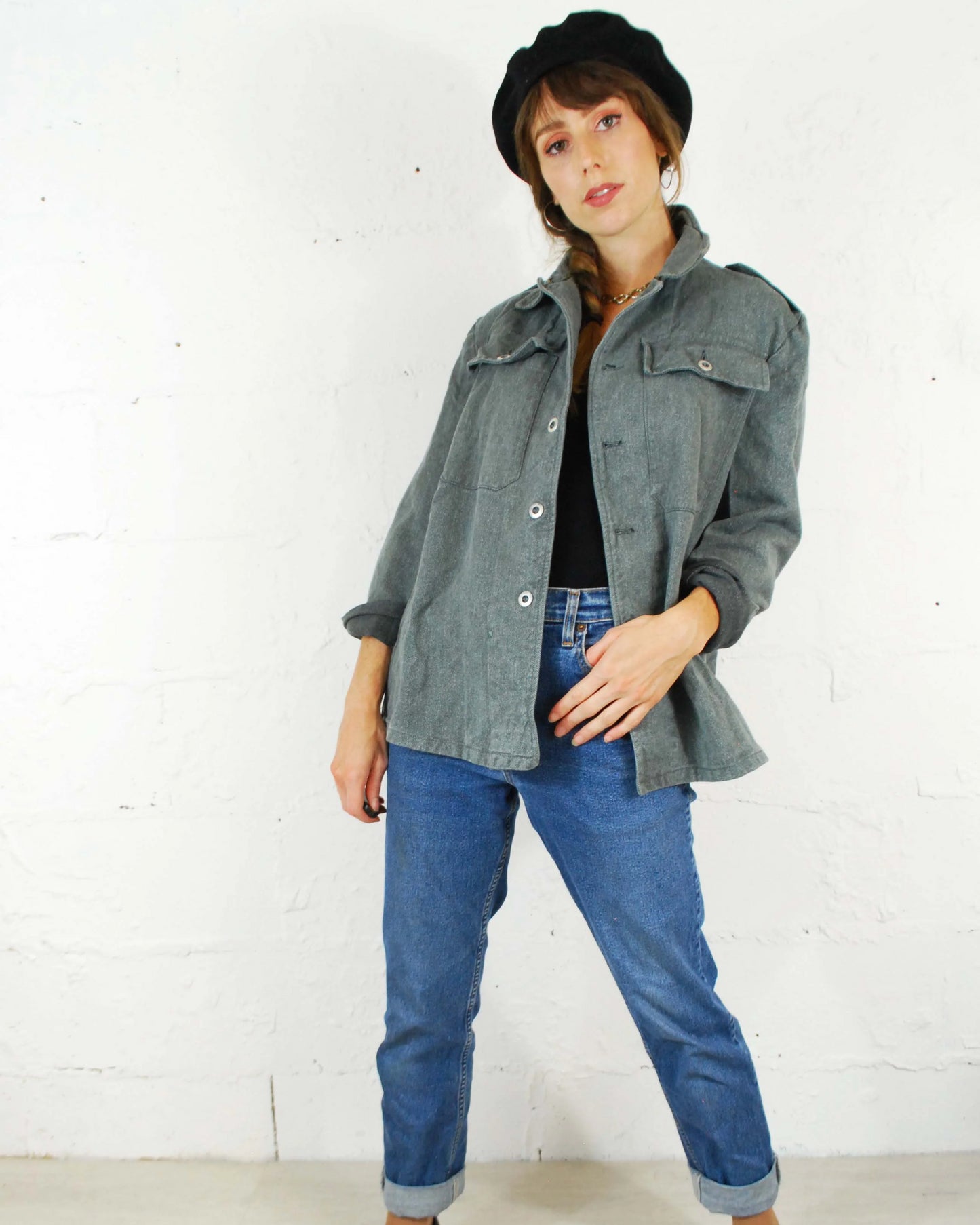 Vintage Salt & Pepper Thick Denim Jacket