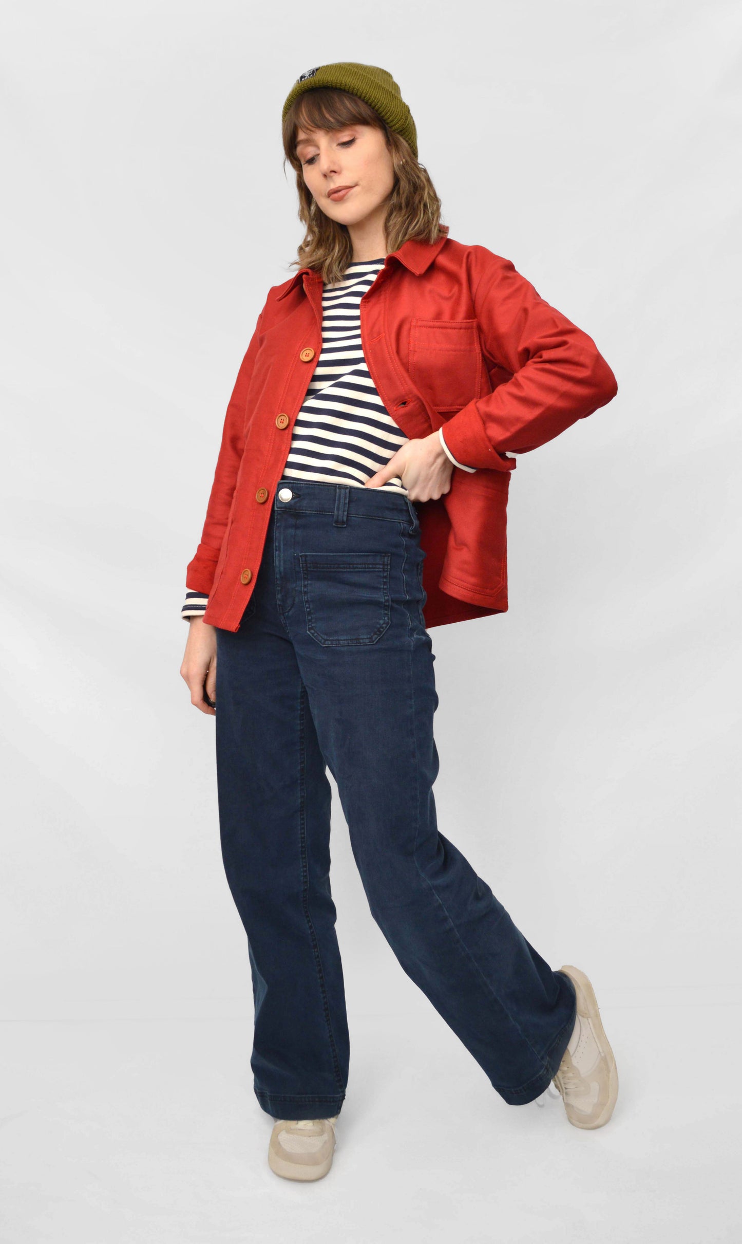 French Chore Jacket Moleskin Berry Red