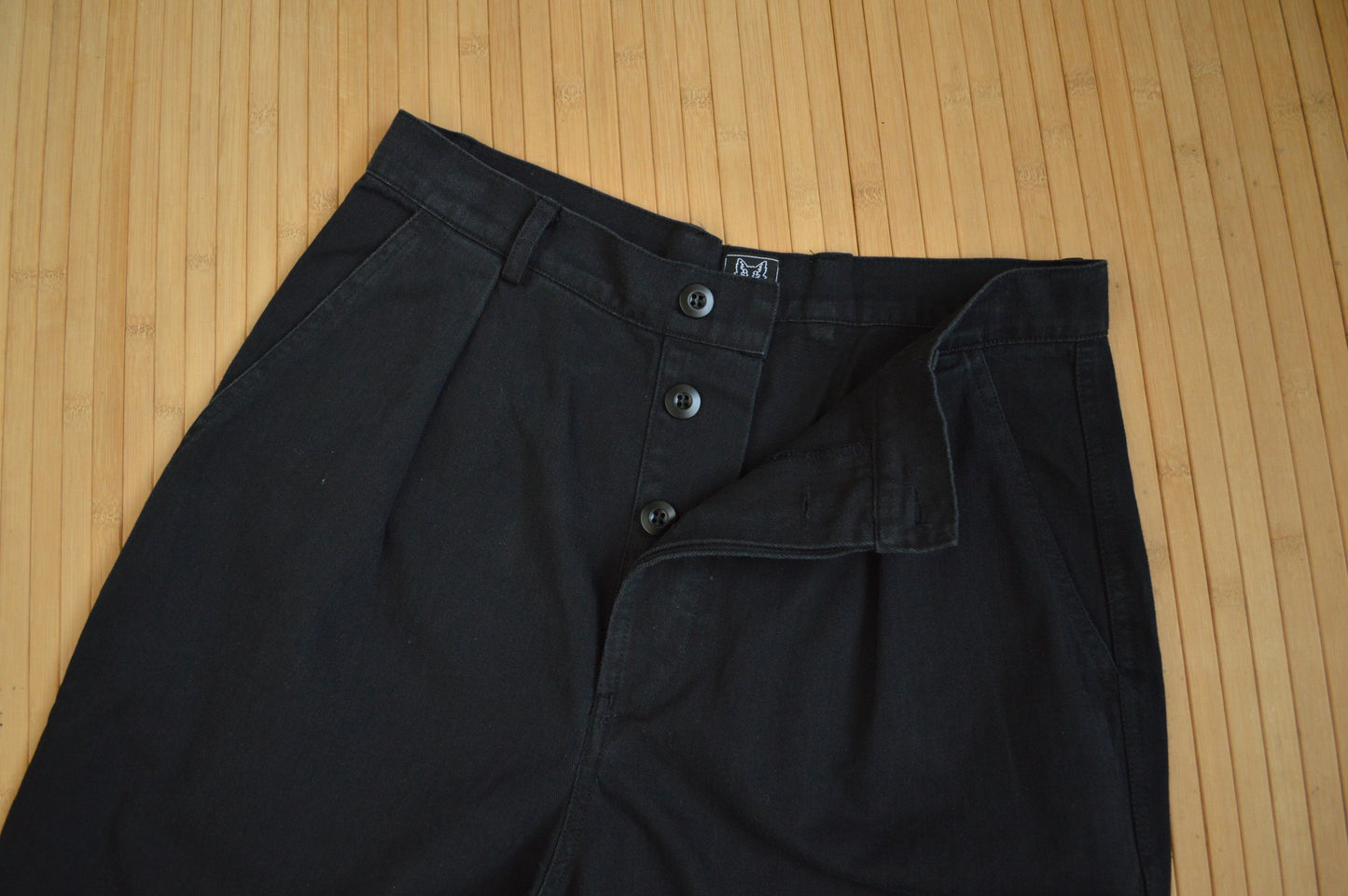 Herringbone French Work Pants Black