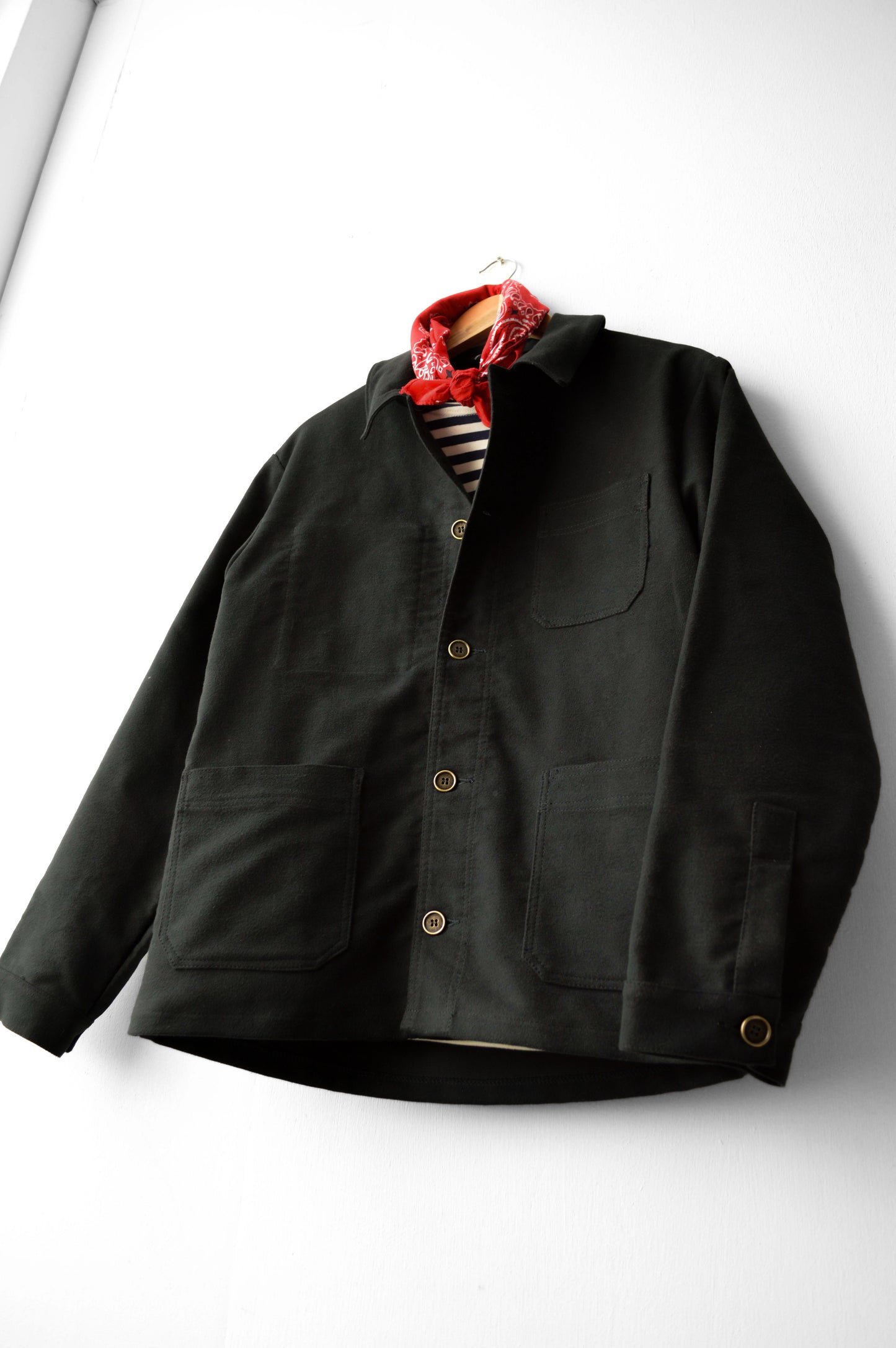 Black French Moleskin Chore Jacket Made In England