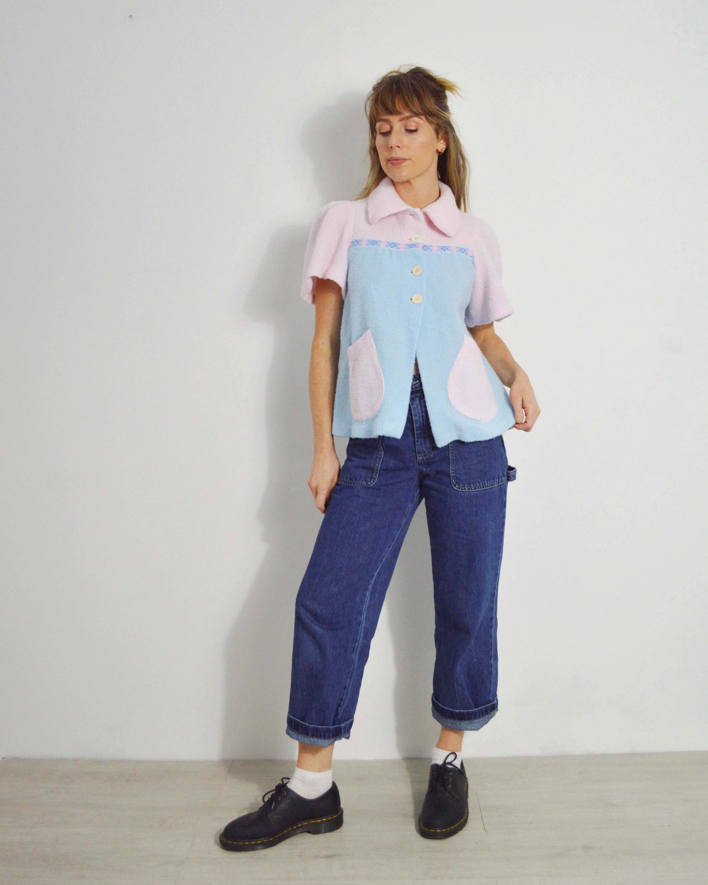 Vintage Pastel 1960s Fleece Jacket - XS