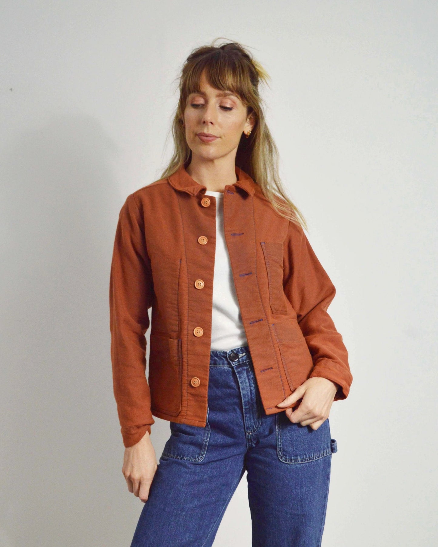 Moleskin Cotton Jacket Burnt Orange - XS