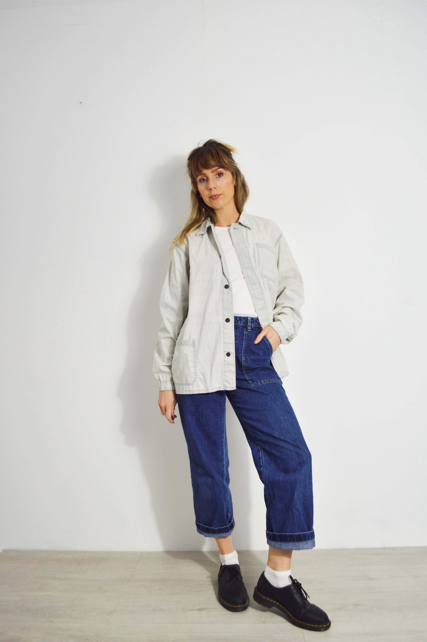 Workwear-Jacke aus verblichener gebleichter Baumwolle