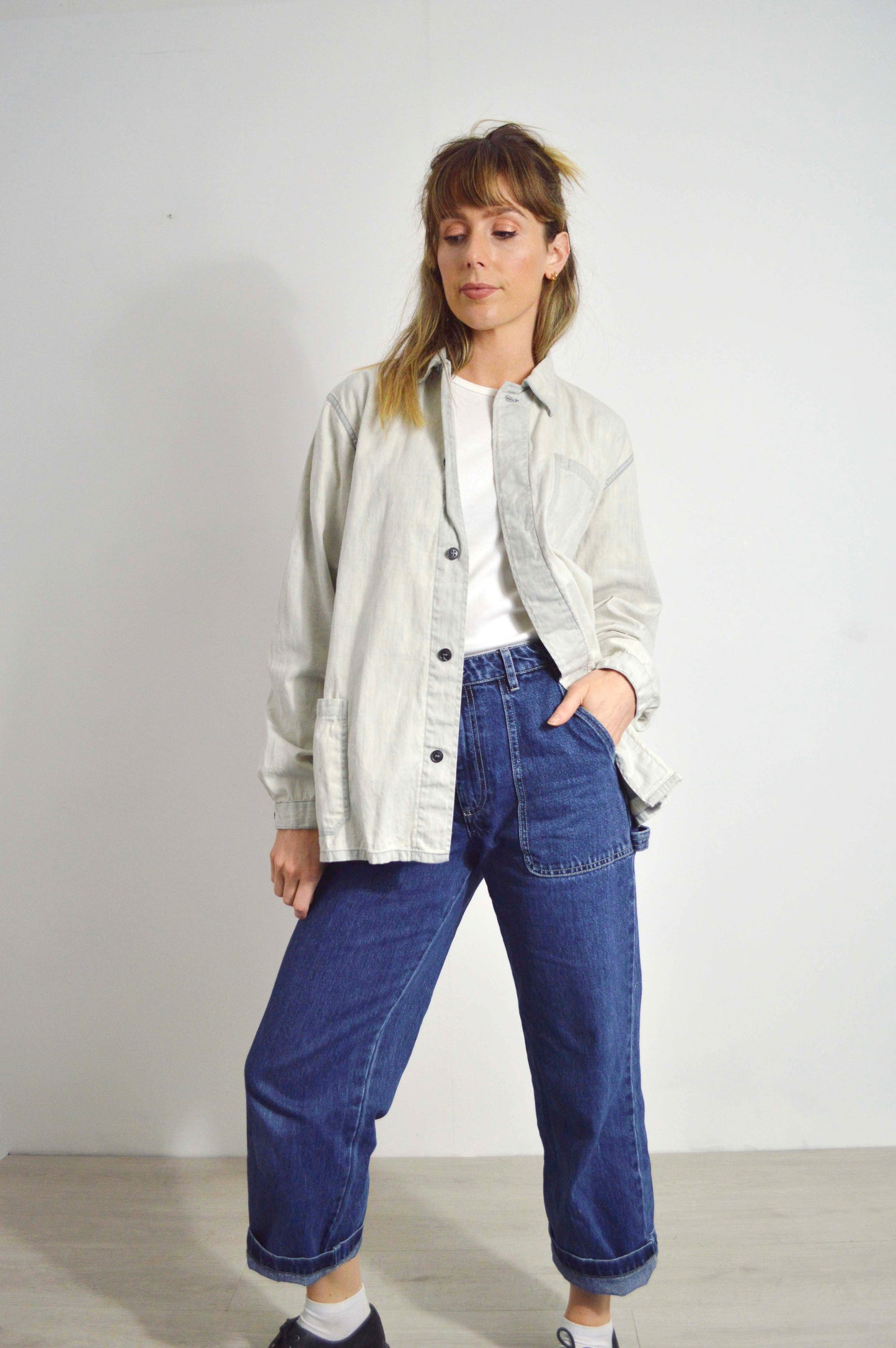 Workwear-Jacke aus verblichener gebleichter Baumwolle