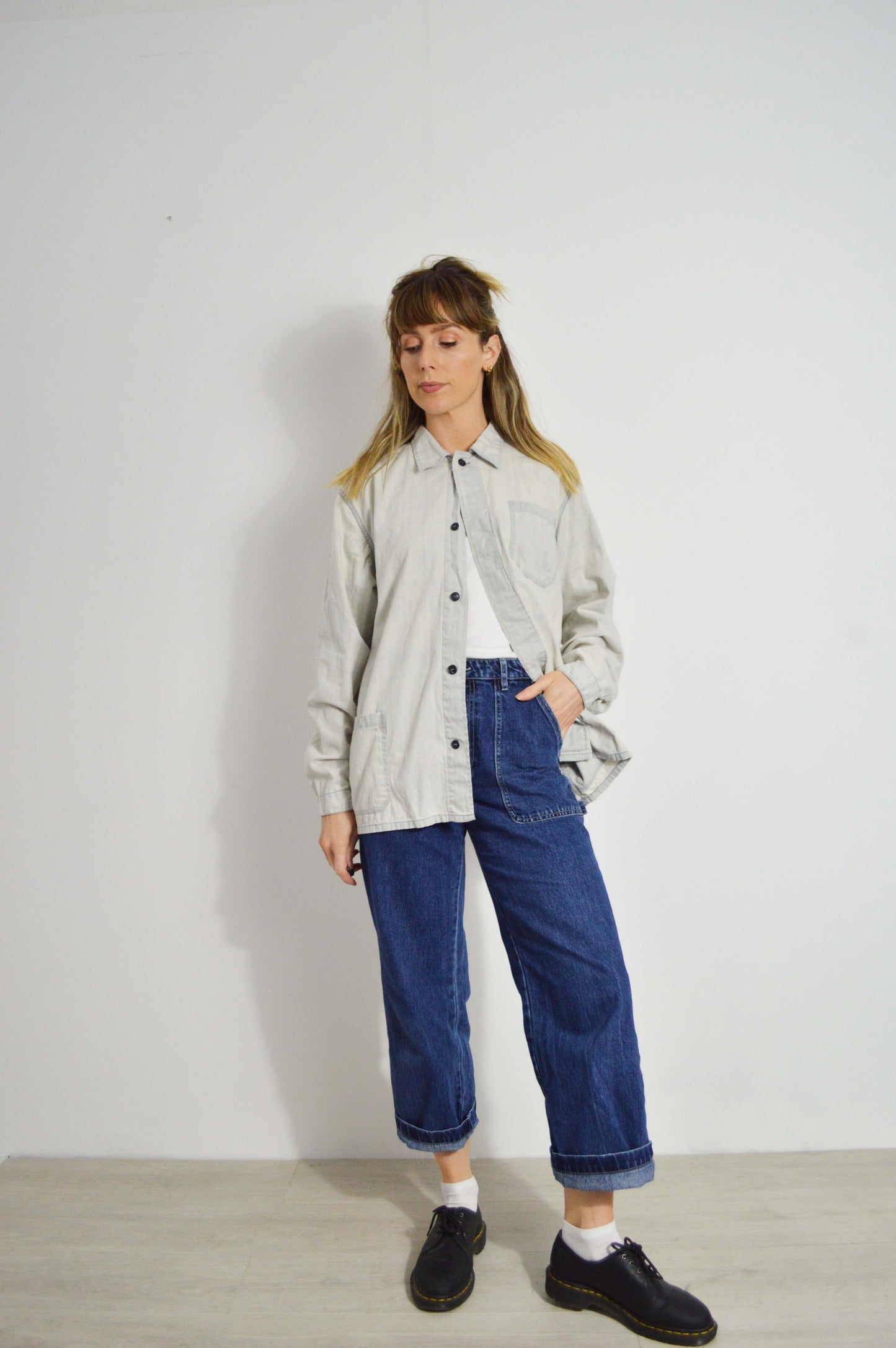 Workwear-Jacke aus verblichener gebleichter Baumwolle