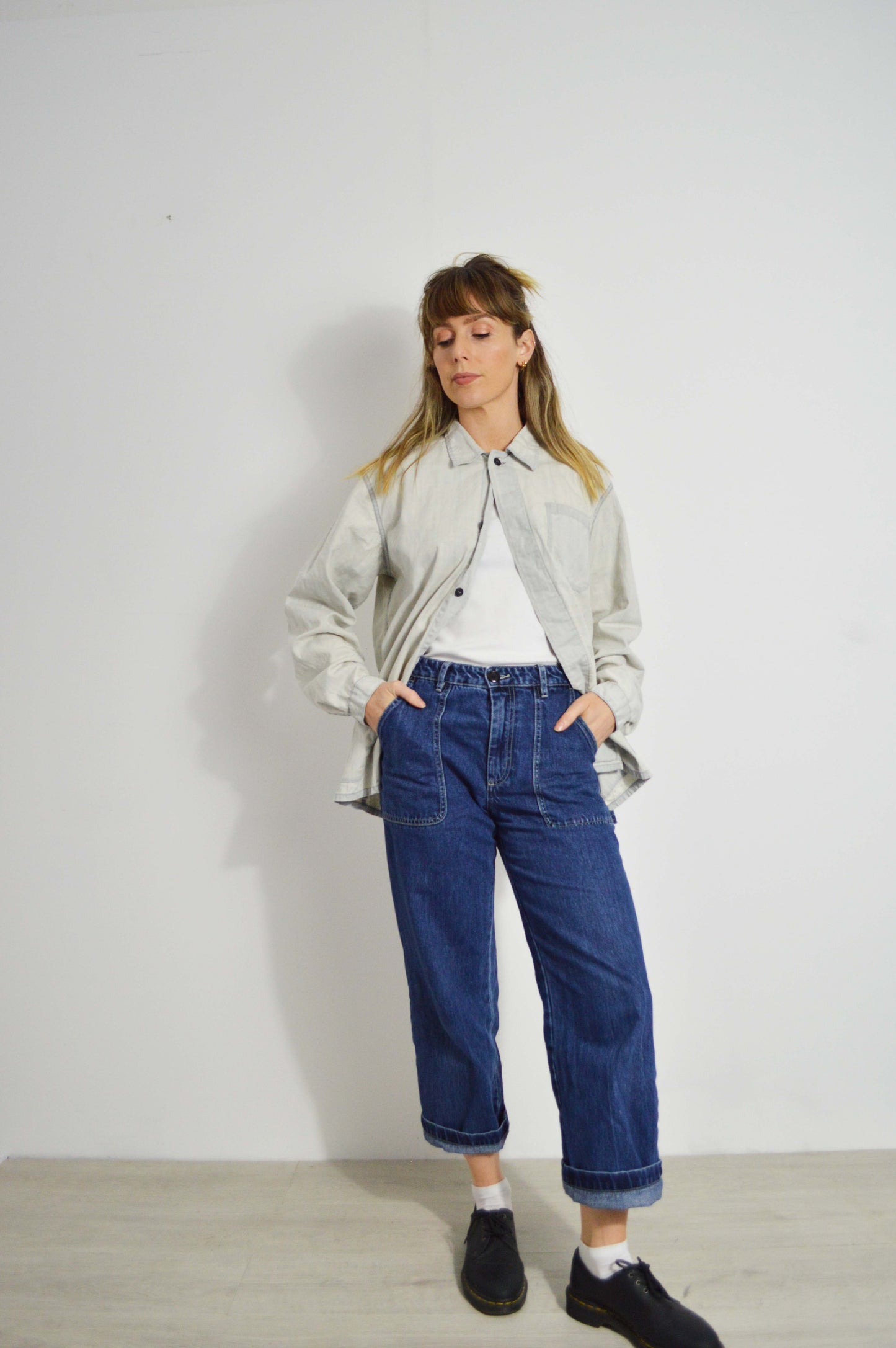 Workwear-Jacke aus verblichener gebleichter Baumwolle