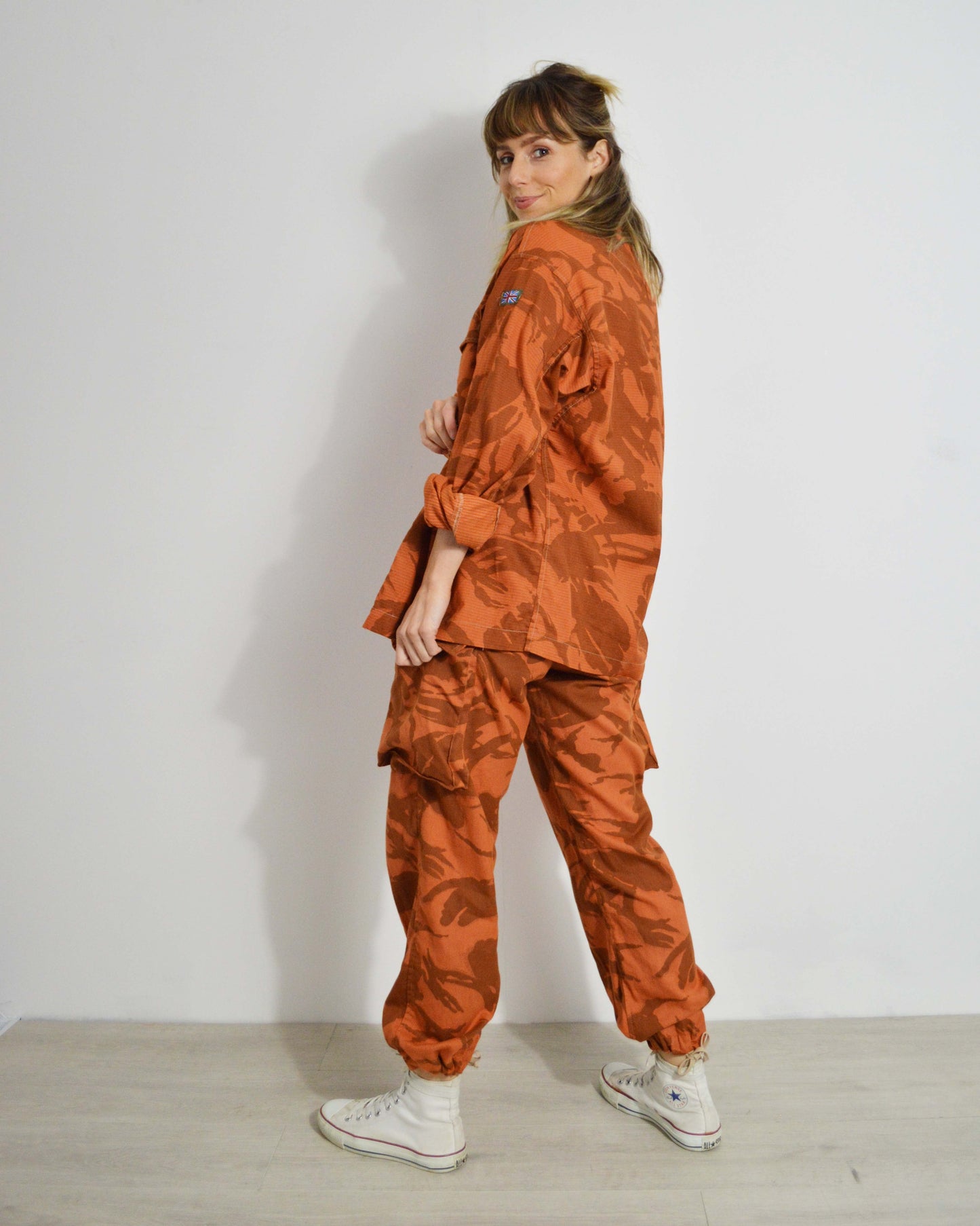 Vintage Reworked Orange 2 Piece Camo Suit