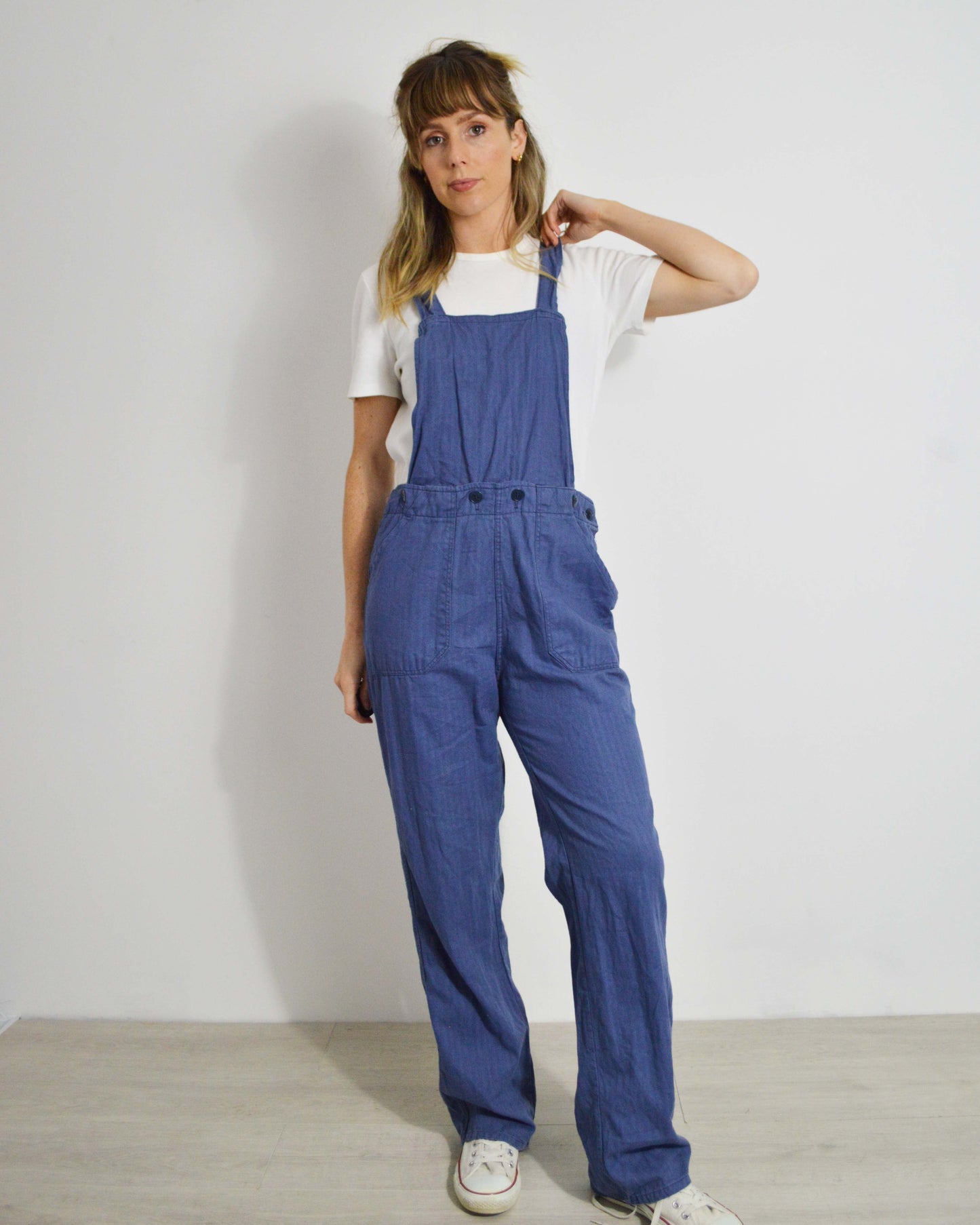 Vintage Herringbone Dungarees Blue - Small
