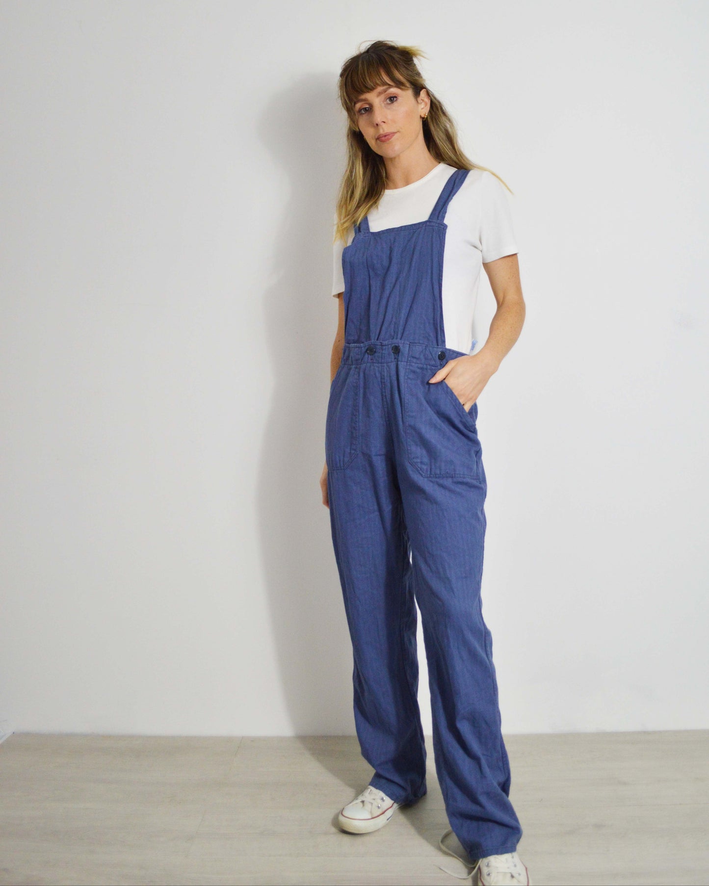 Vintage Herringbone Dungarees Blue - Small