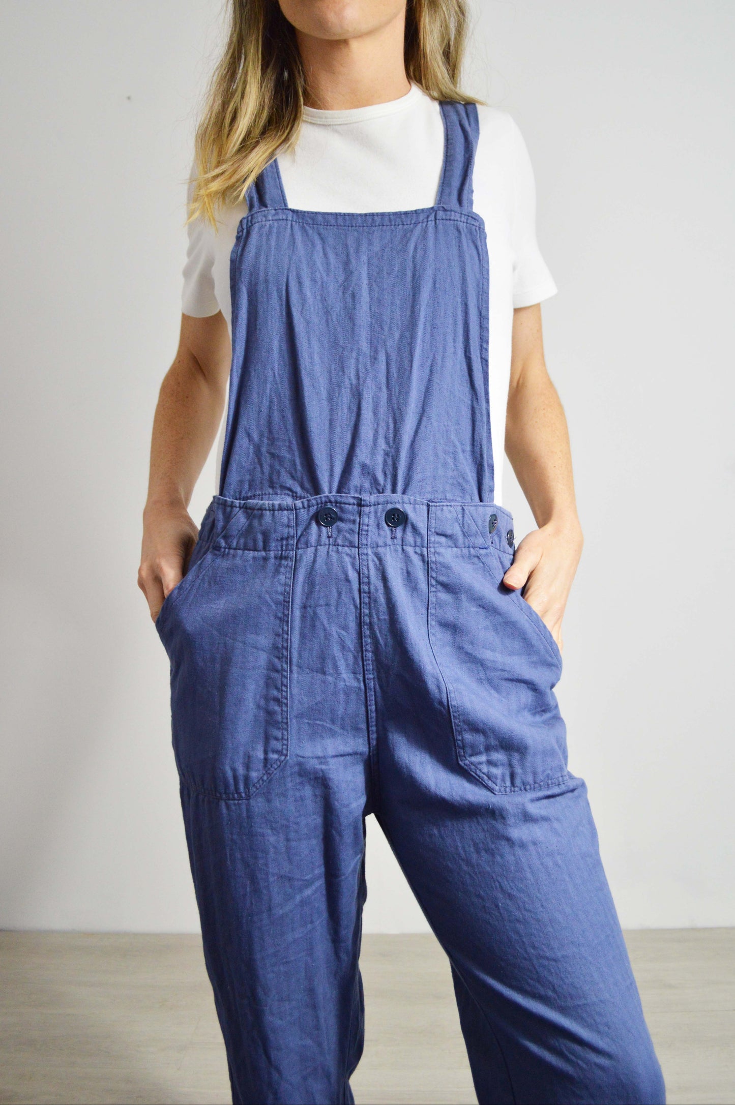 Vintage Herringbone Dungarees Blue - Small