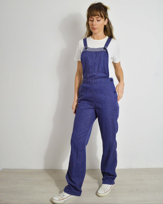 Vintage Soft Cotton Dungarees Denim Blue - XS