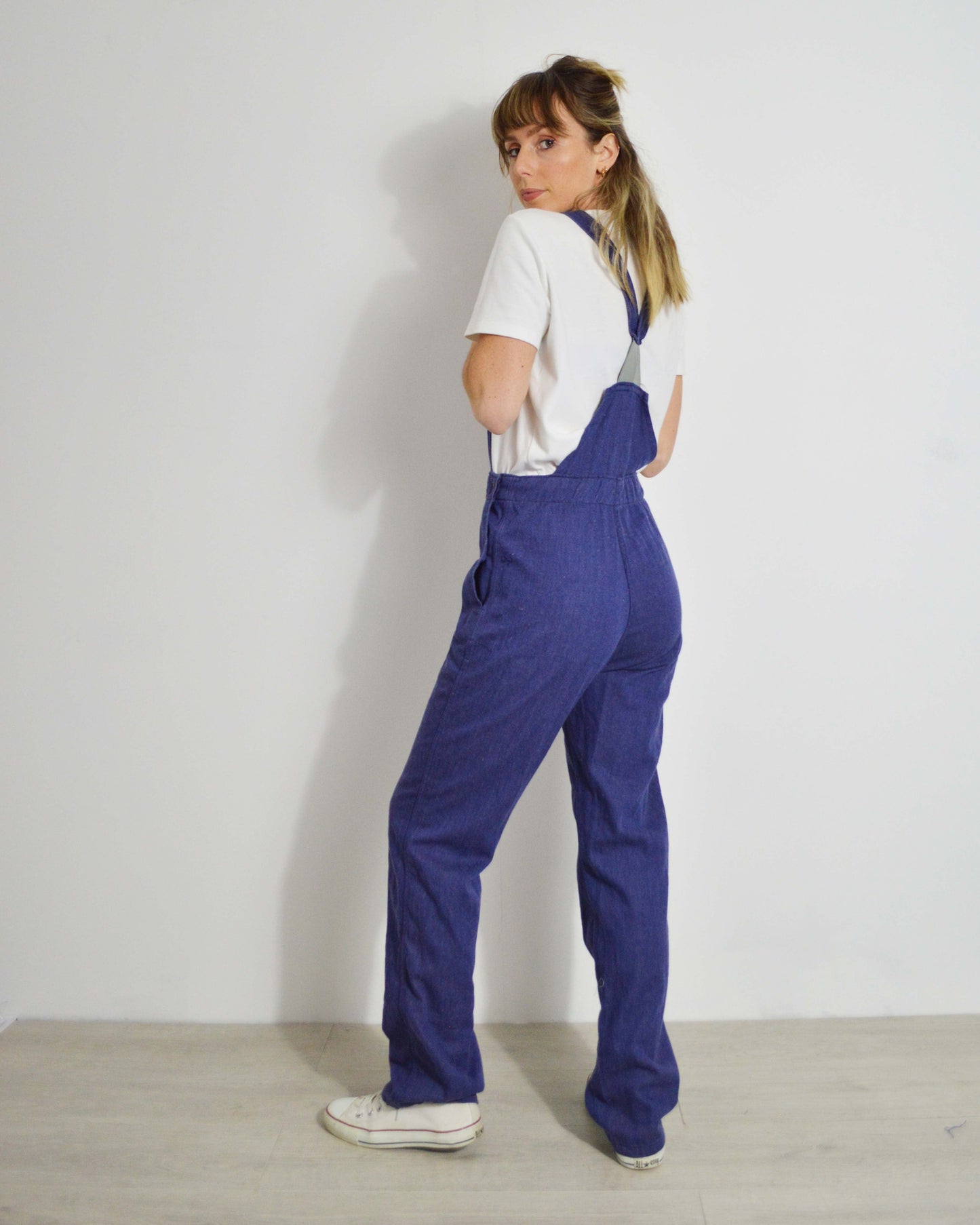 Vintage Soft Cotton Dungarees Denim Blue - XS