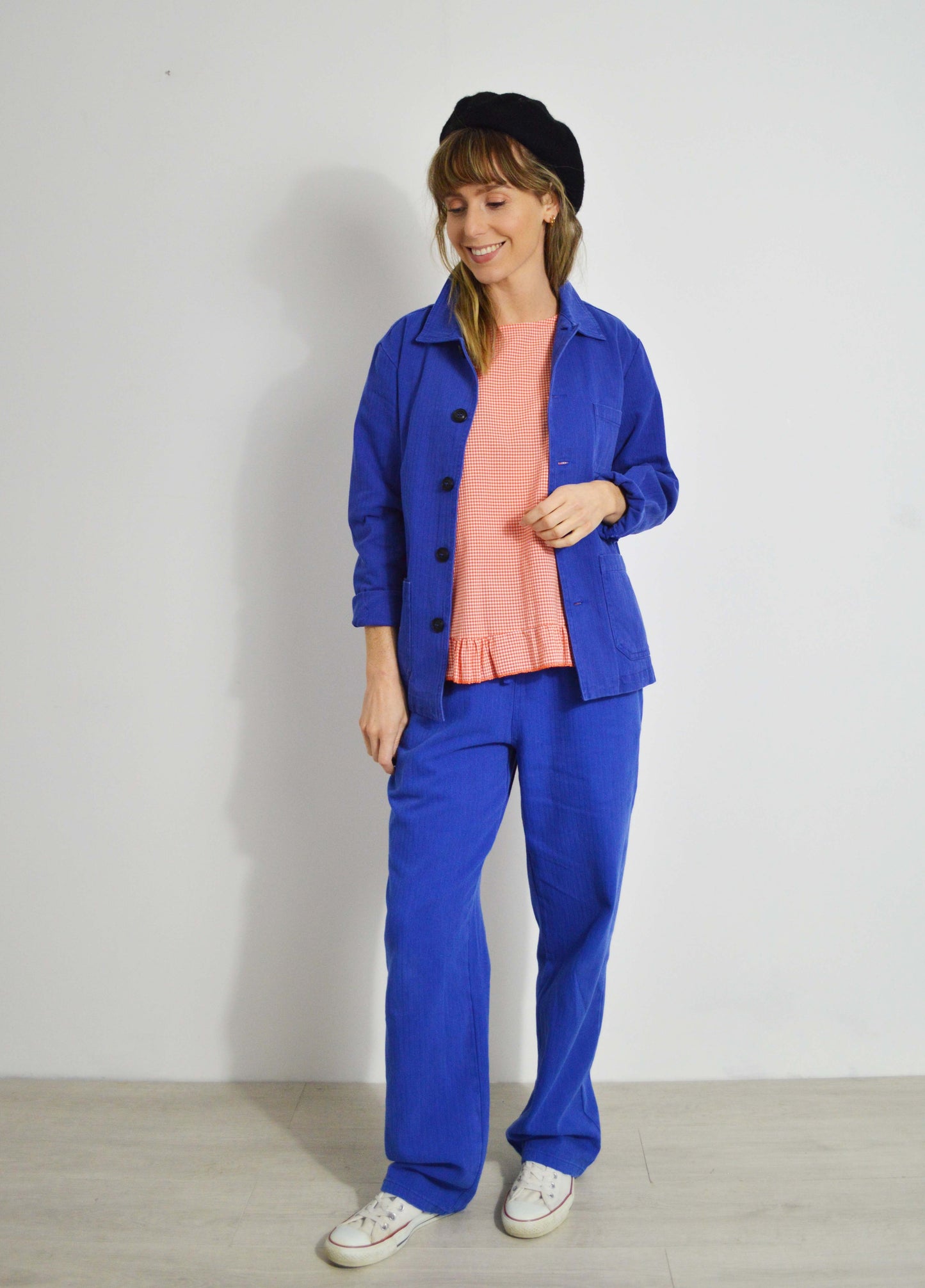 French Workwear 2 Piece Trouser Suit Bugatti Blue Cotton