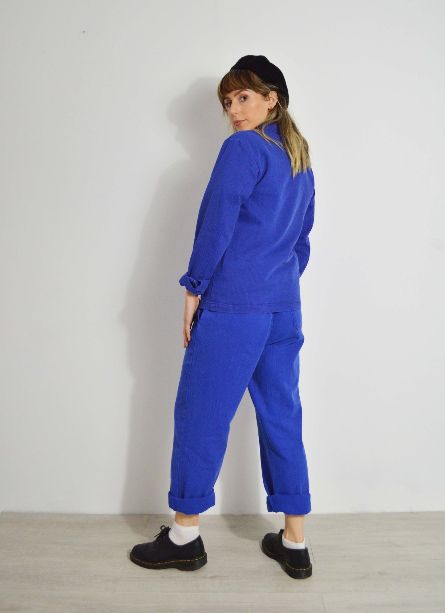 French Workwear 2 Piece Trouser Suit Bugatti Blue Cotton
