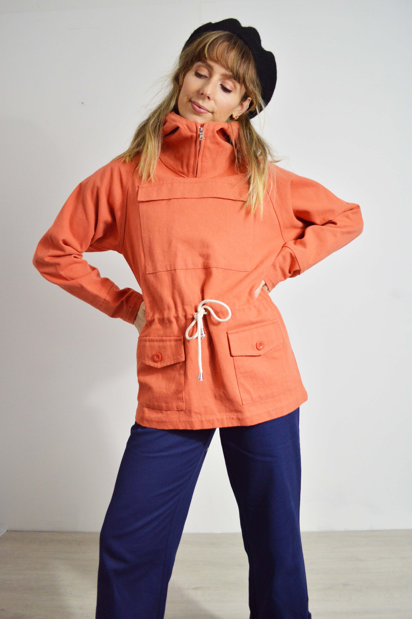 Rescue Orange Cadet Smock 1960er-Jahre-Stil OG Baumwoll-Canvas