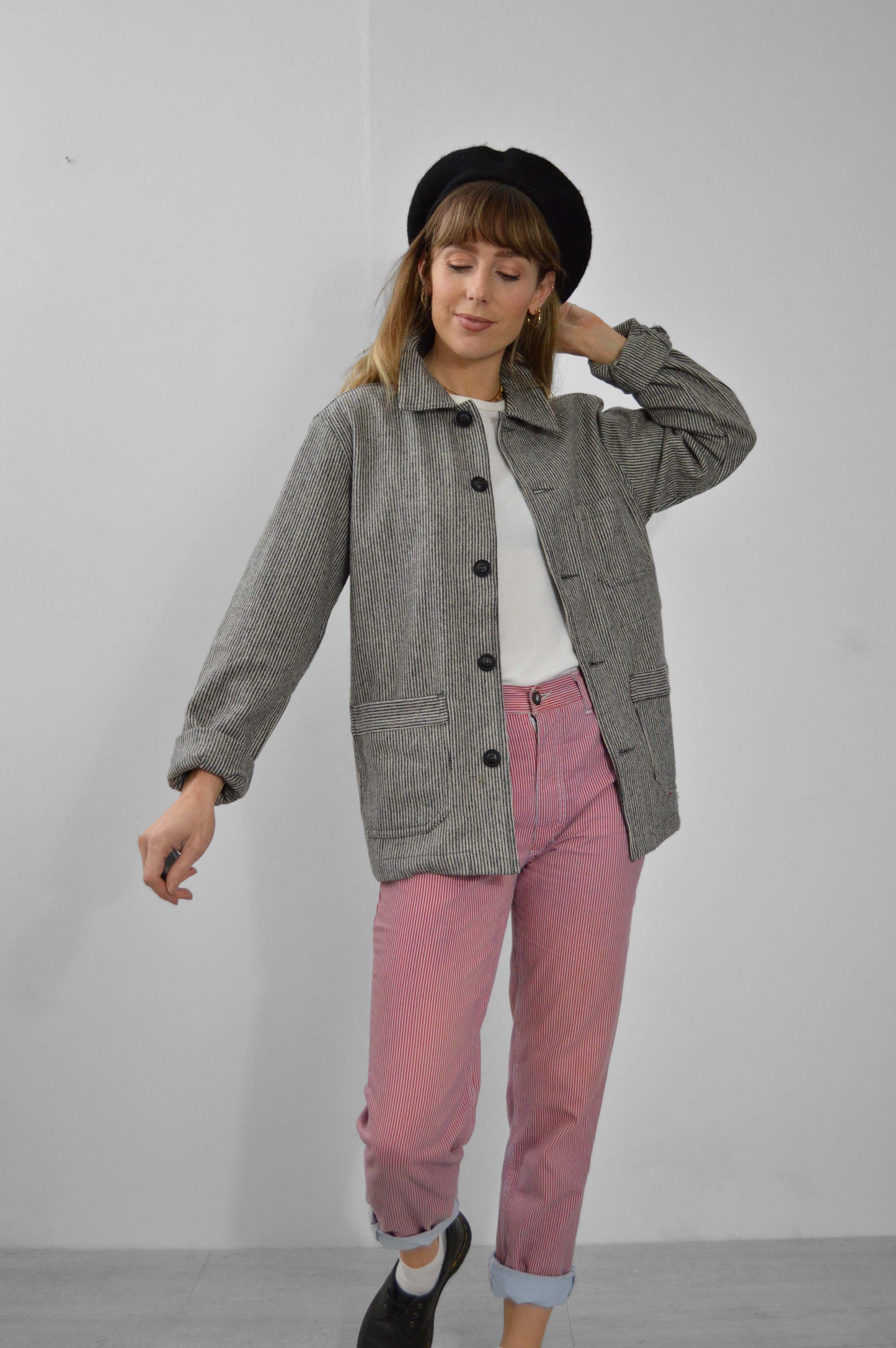 60s Wool Stripe Black & White Prison Jacket