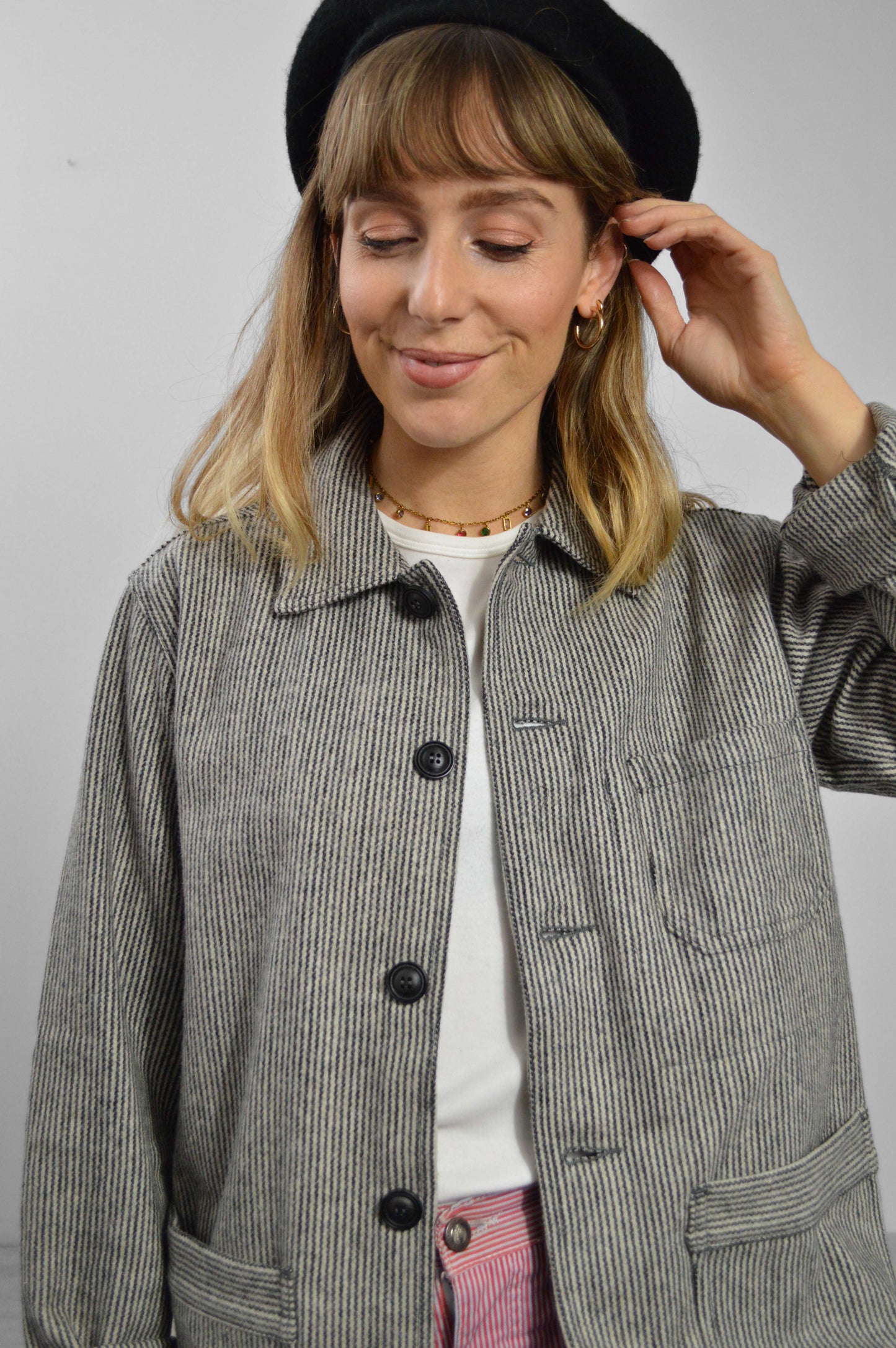 60s Wool Stripe Black & White Prison Jacket