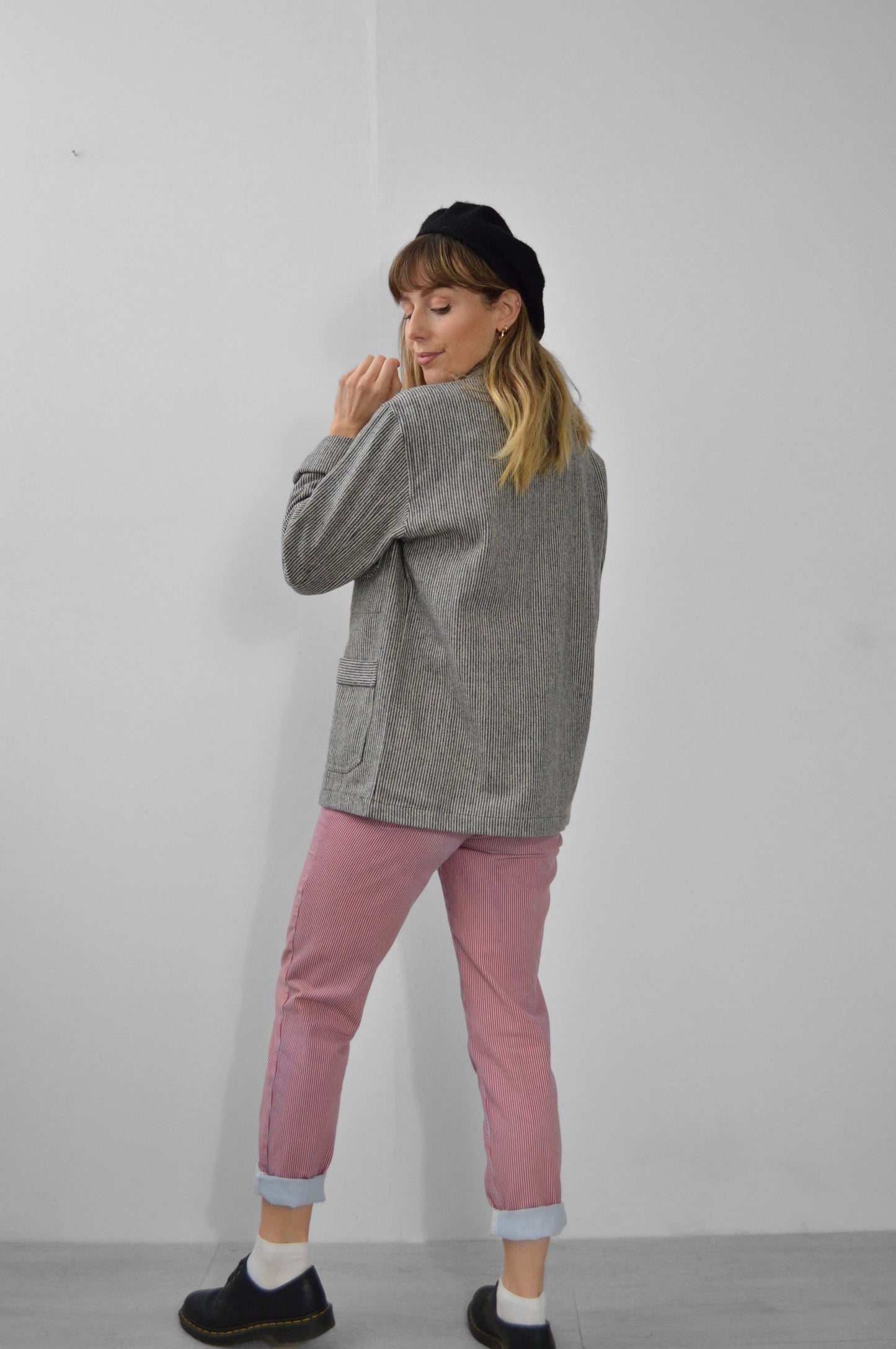 60s Wool Stripe Black & White Prison Jacket