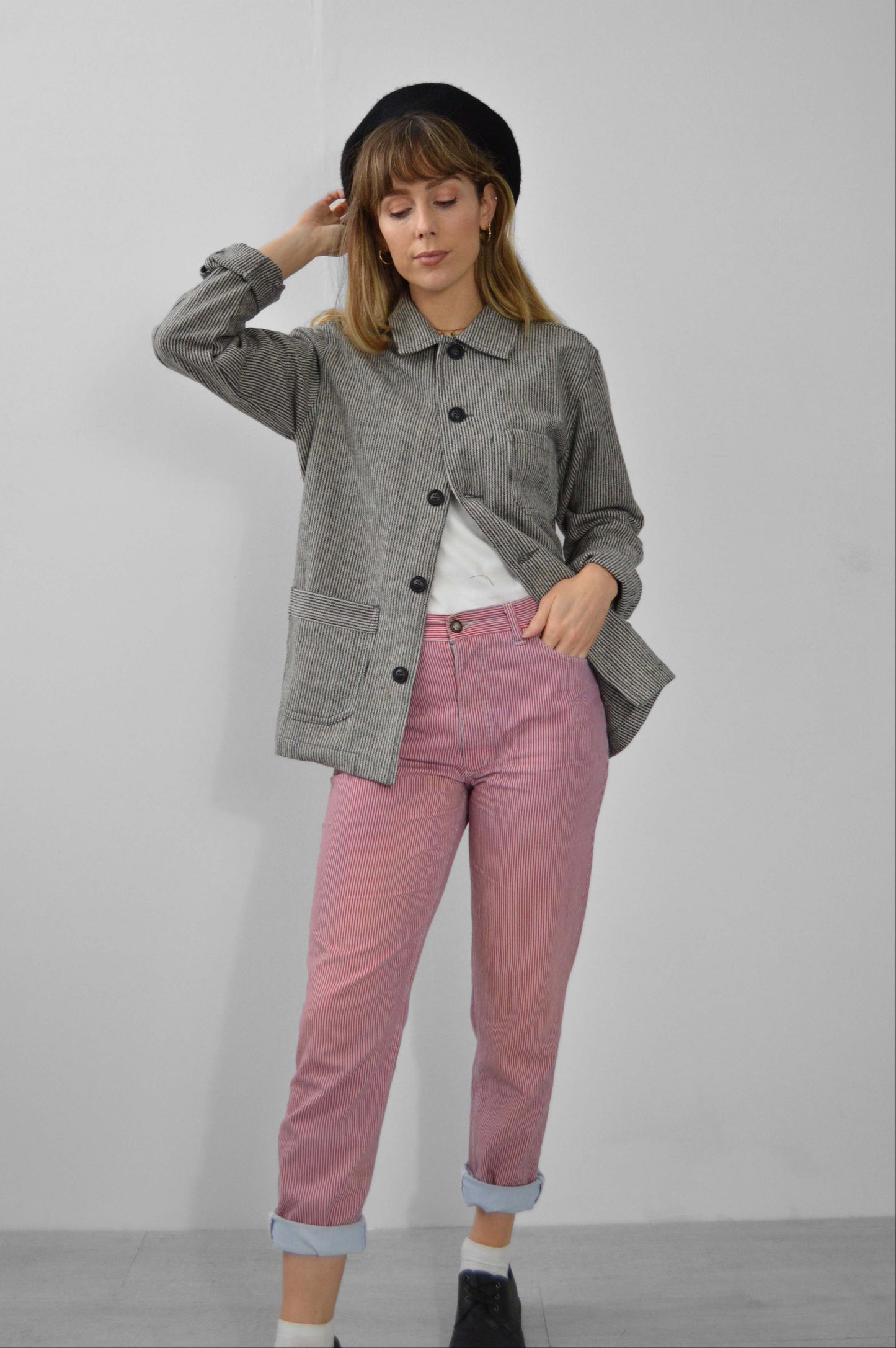 60s Wool Stripe Black & White Prison Jacket