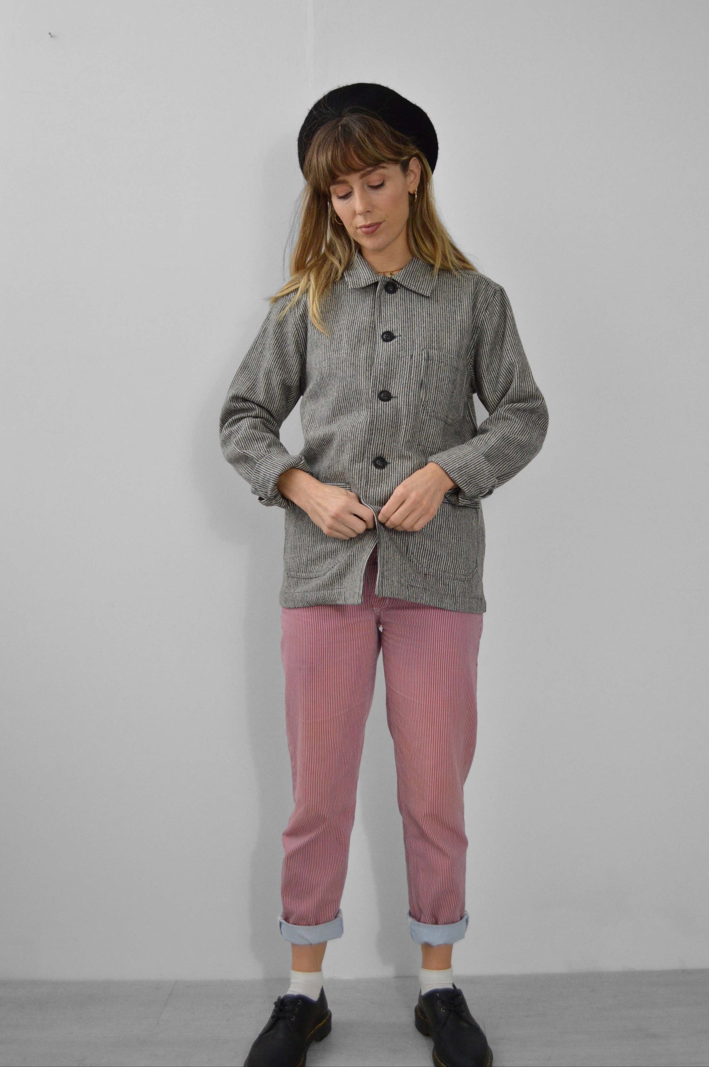 60s Wool Stripe Black & White Prison Jacket