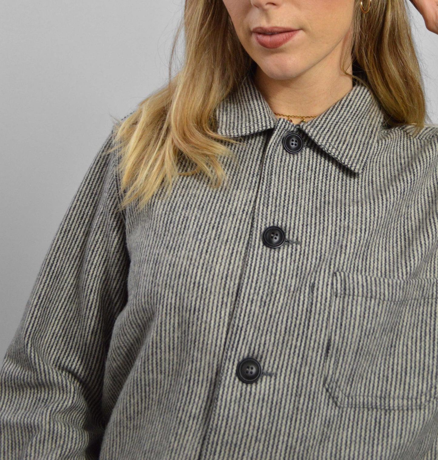 60s Wool Stripe Black & White Prison Jacket
