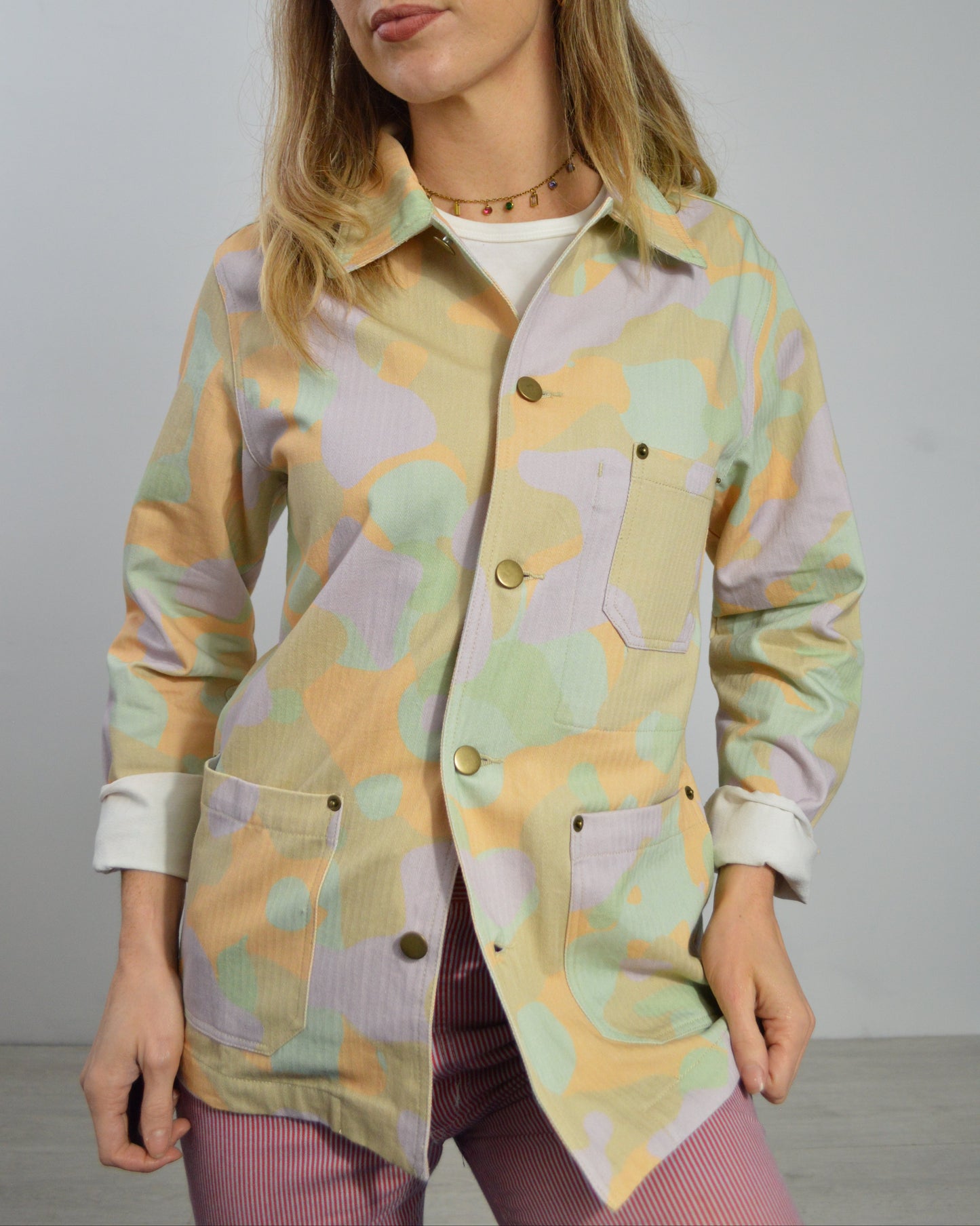 Herringbone Jungle Pastel Chore Jacket Camouflage