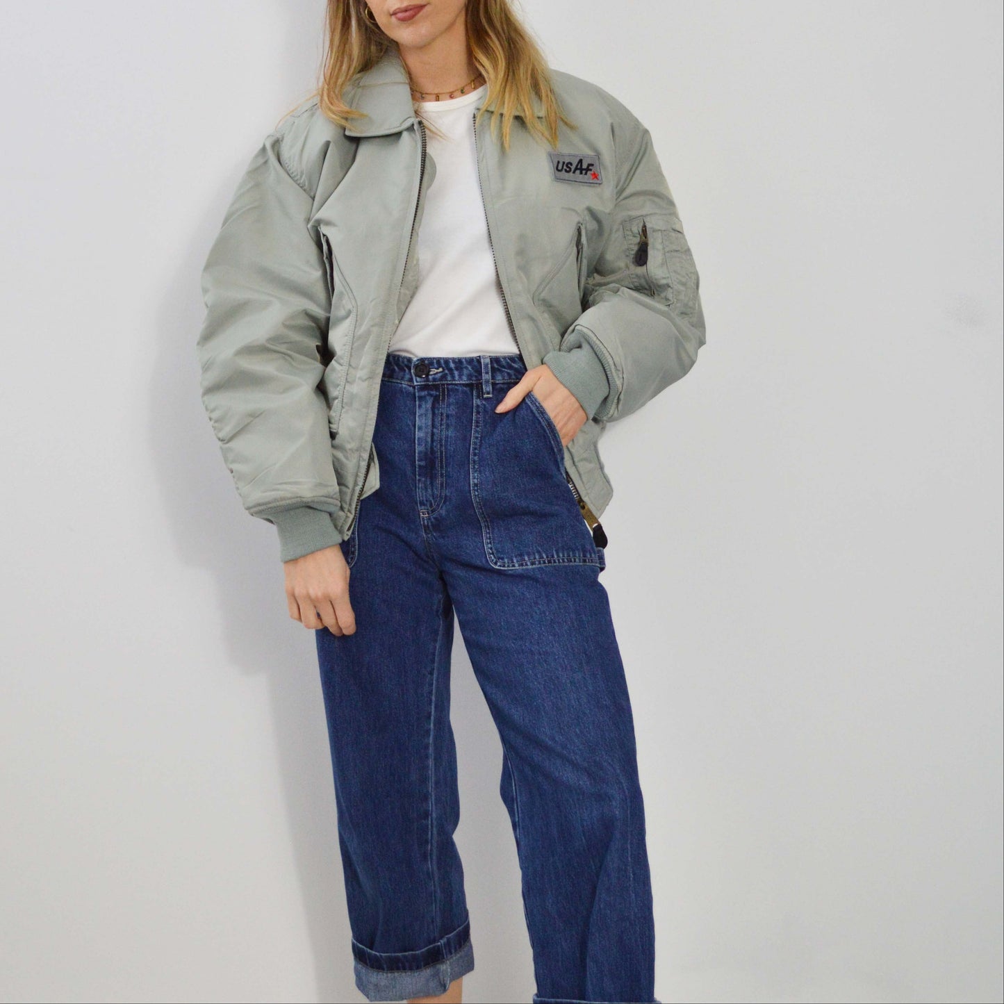 Vintage USAF Bomber Flying Jacket 1995 MA2 Grey