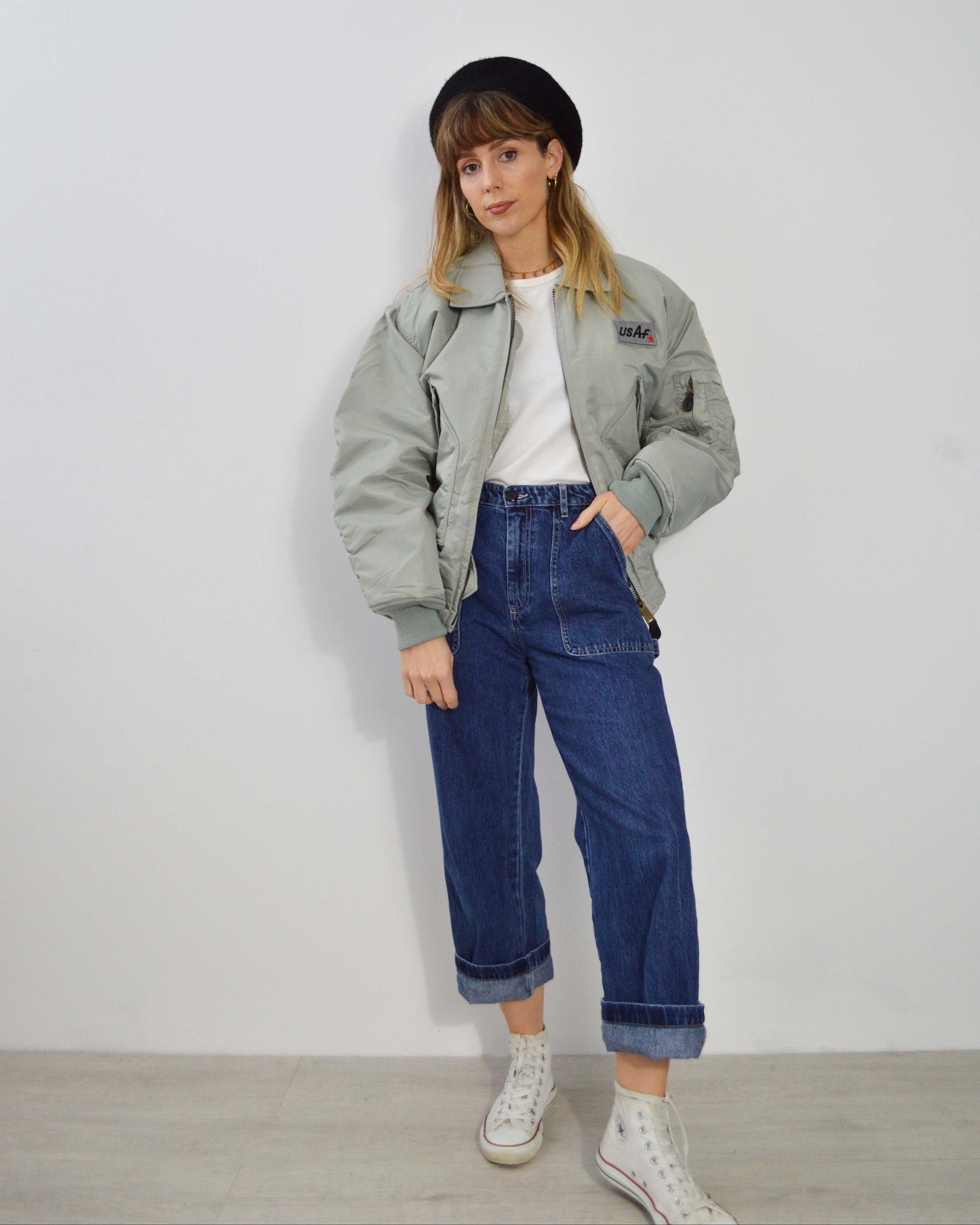 Vintage USAF Bomber Flying Jacket 1995 MA2 Grey