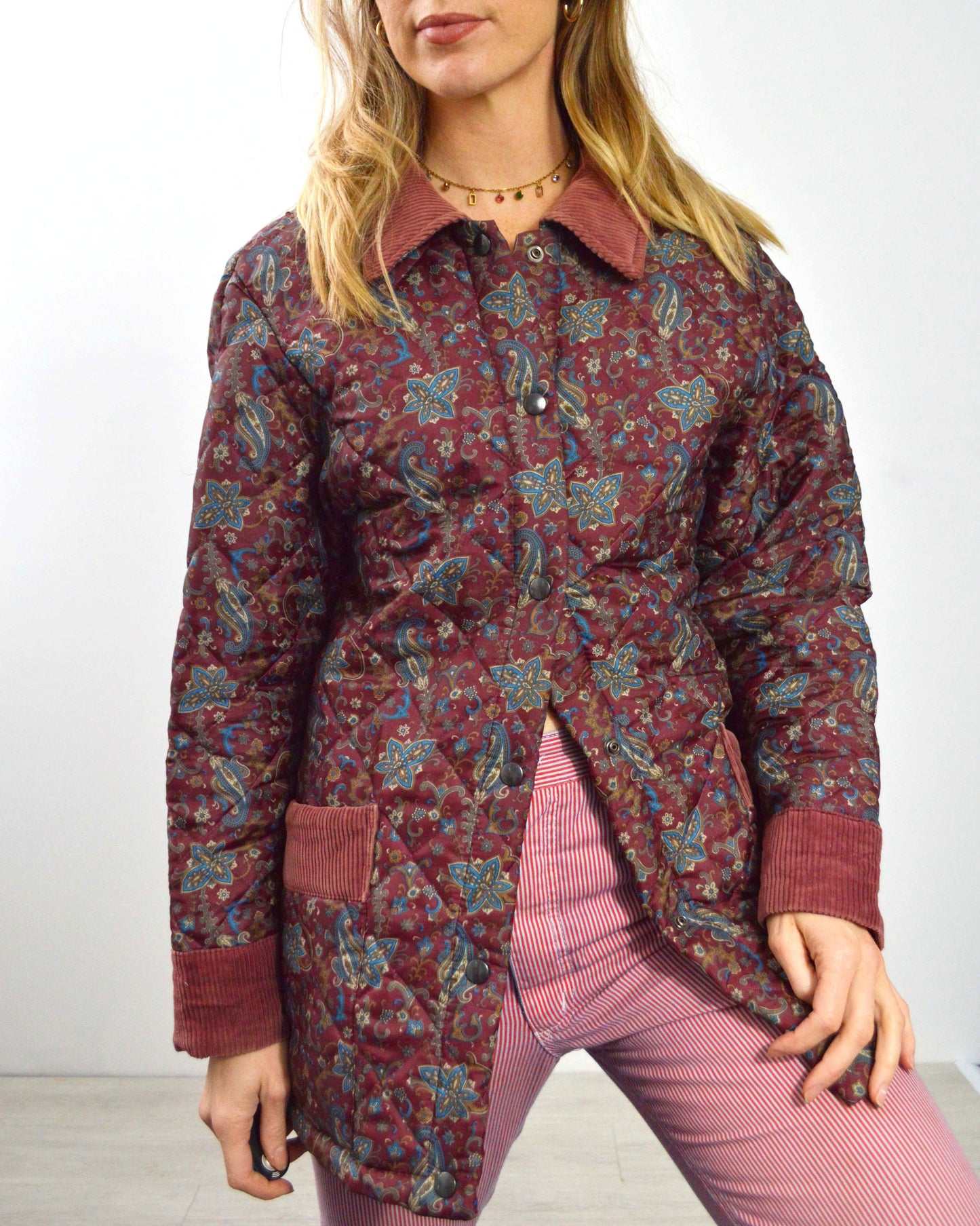 Women's Vintage 1980s Quilted Jacket Paisley - Medium