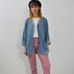 Vintage Embroidered Denim Kimono Jacket Cotton Blue
