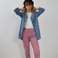 Vintage Embroidered Denim Kimono Jacket Cotton Blue