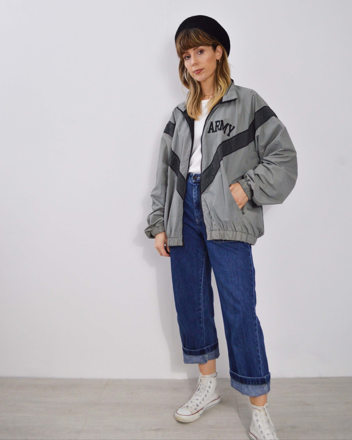 Vintage US Army Zip Bomber Jacket Grey