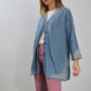 Vintage Embroidered Denim Kimono Jacket Cotton Blue