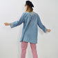 Vintage Embroidered Denim Kimono Jacket Cotton Blue