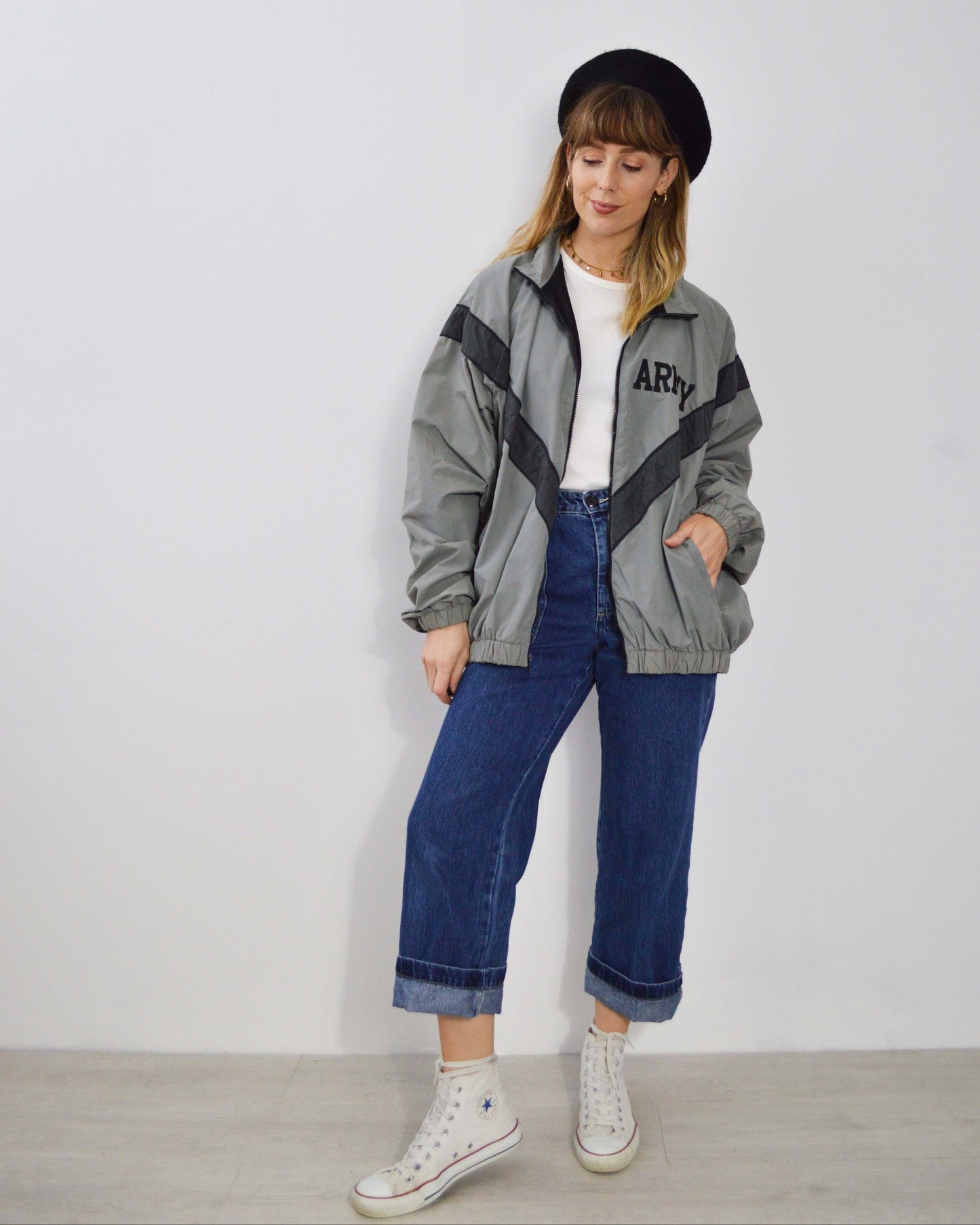 Vintage US Army Zip Bomber Jacket Grey