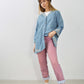 Vintage Embroidered Denim Kimono Jacket Cotton Blue
