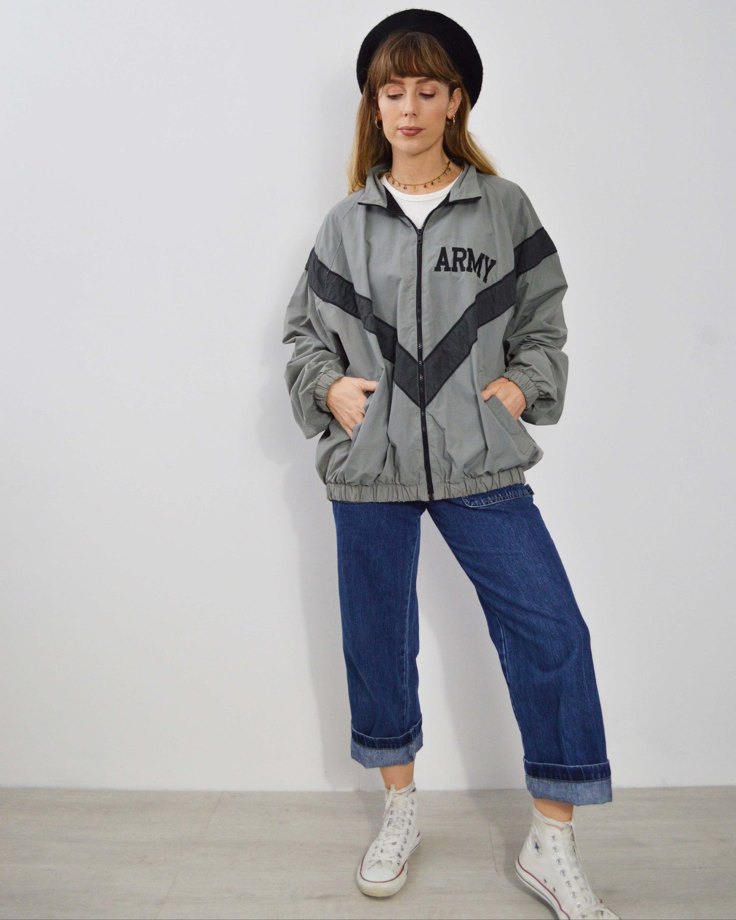 Vintage US Army Zip Bomber Jacket Grey