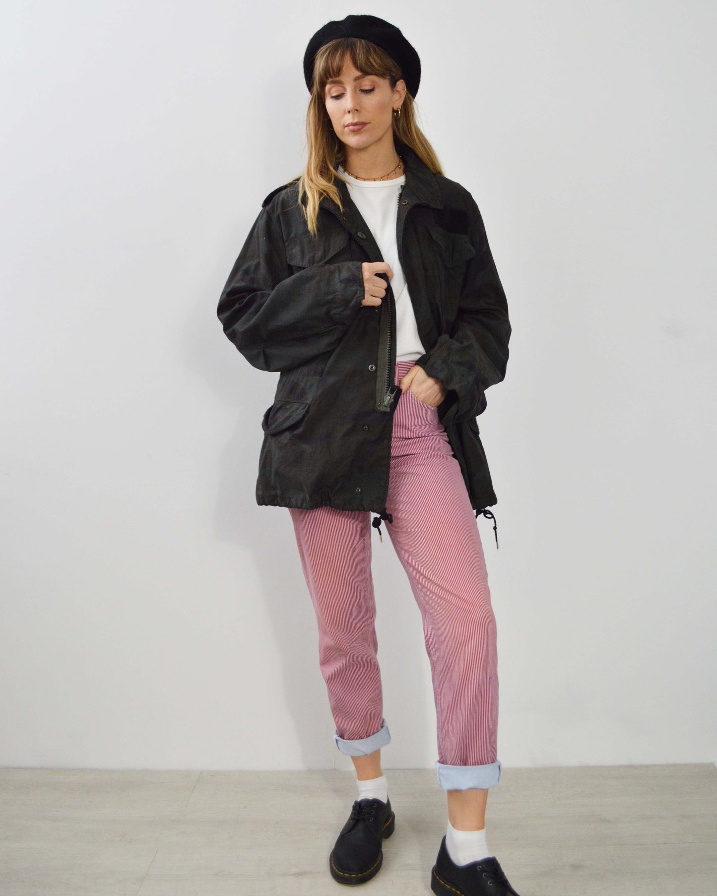 Vintage M65 Black Camo Jacket - Small