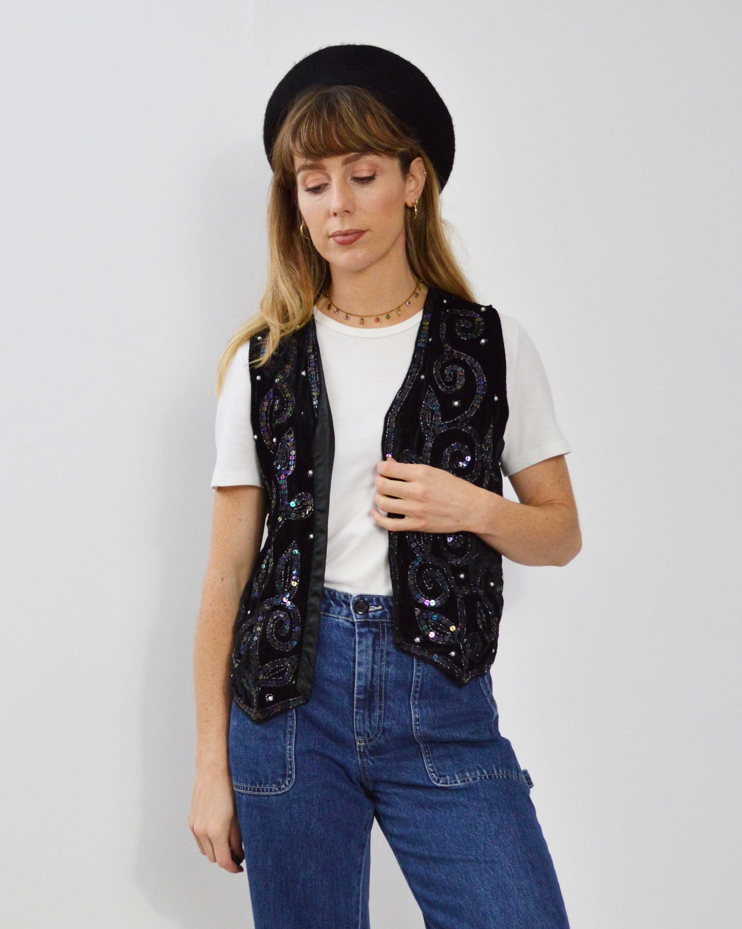 Vintage Festive 90s Sequin Waistcoat