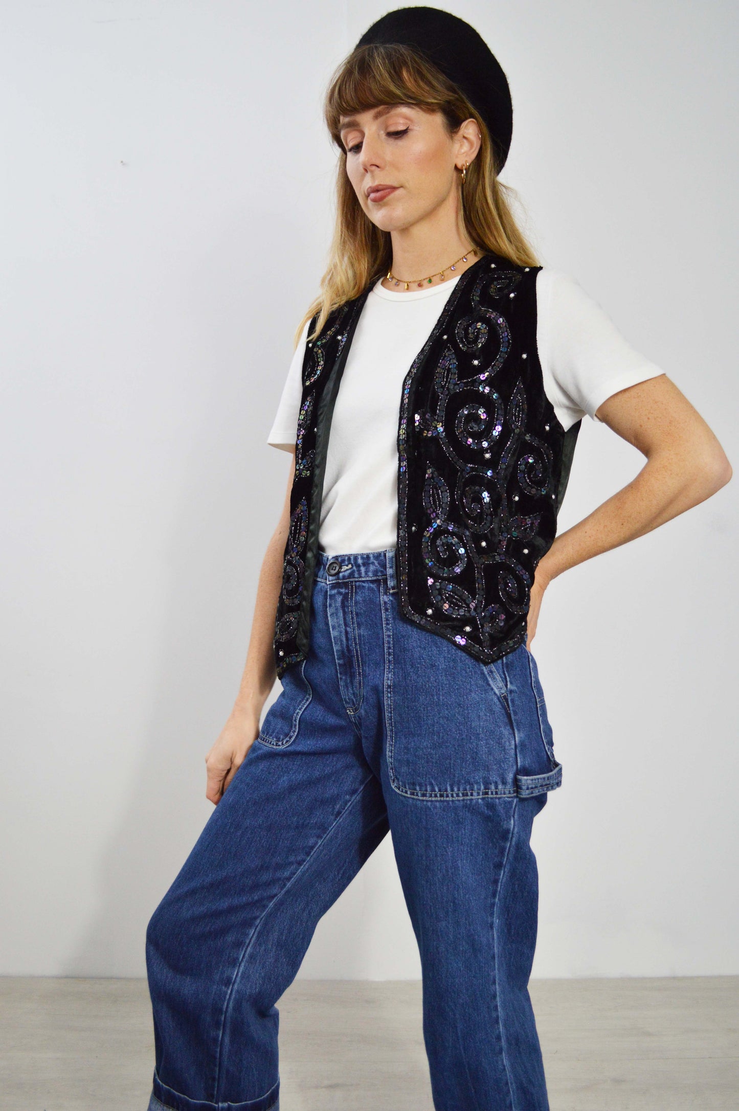 Vintage Festive 90s Sequin Waistcoat