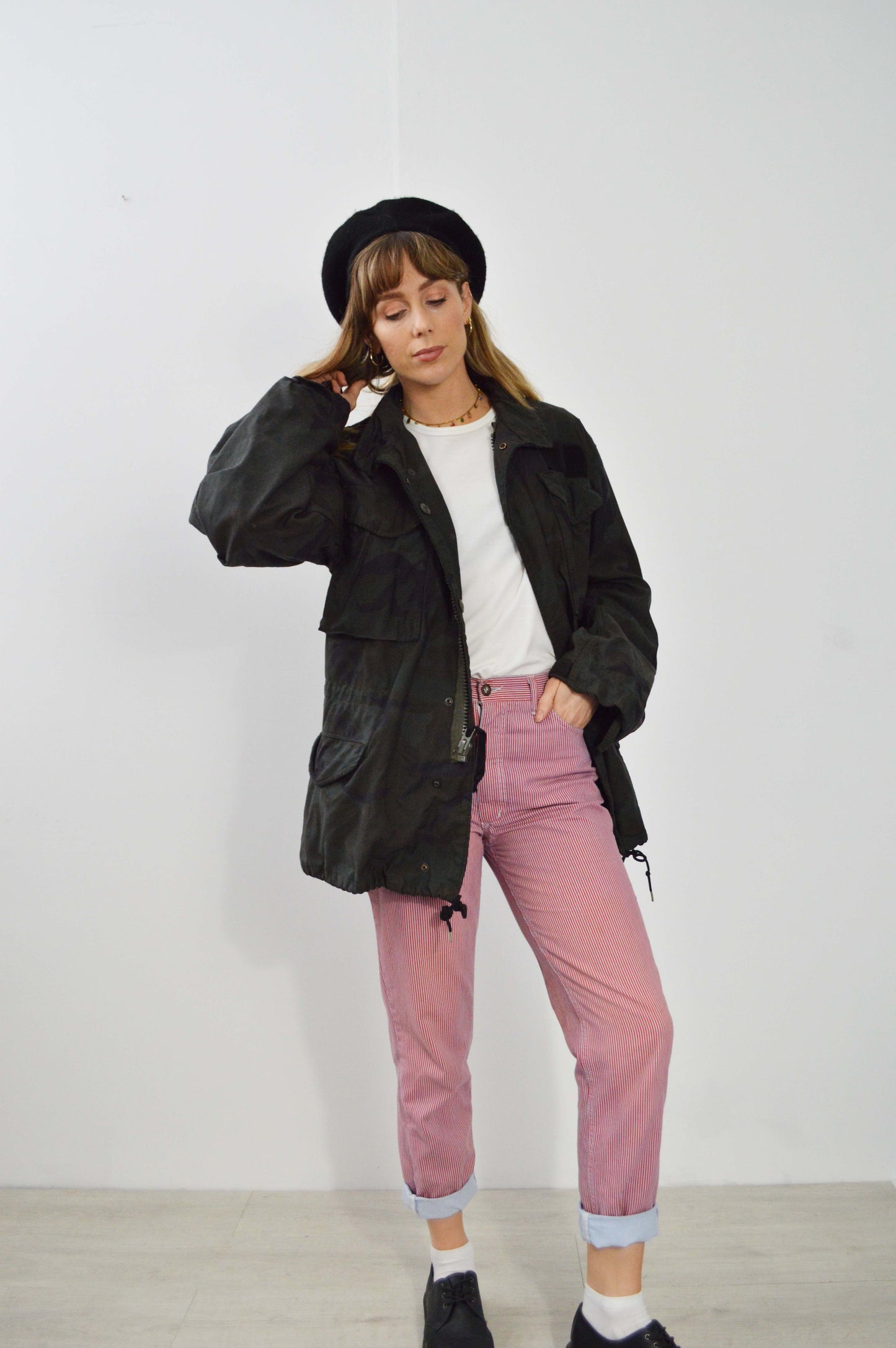 Vintage M65 Black Camo Jacket - Small