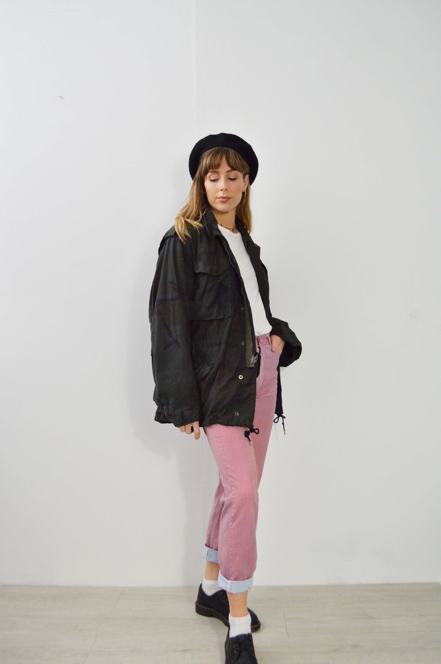 Vintage M65 Black Camo Jacket - Small